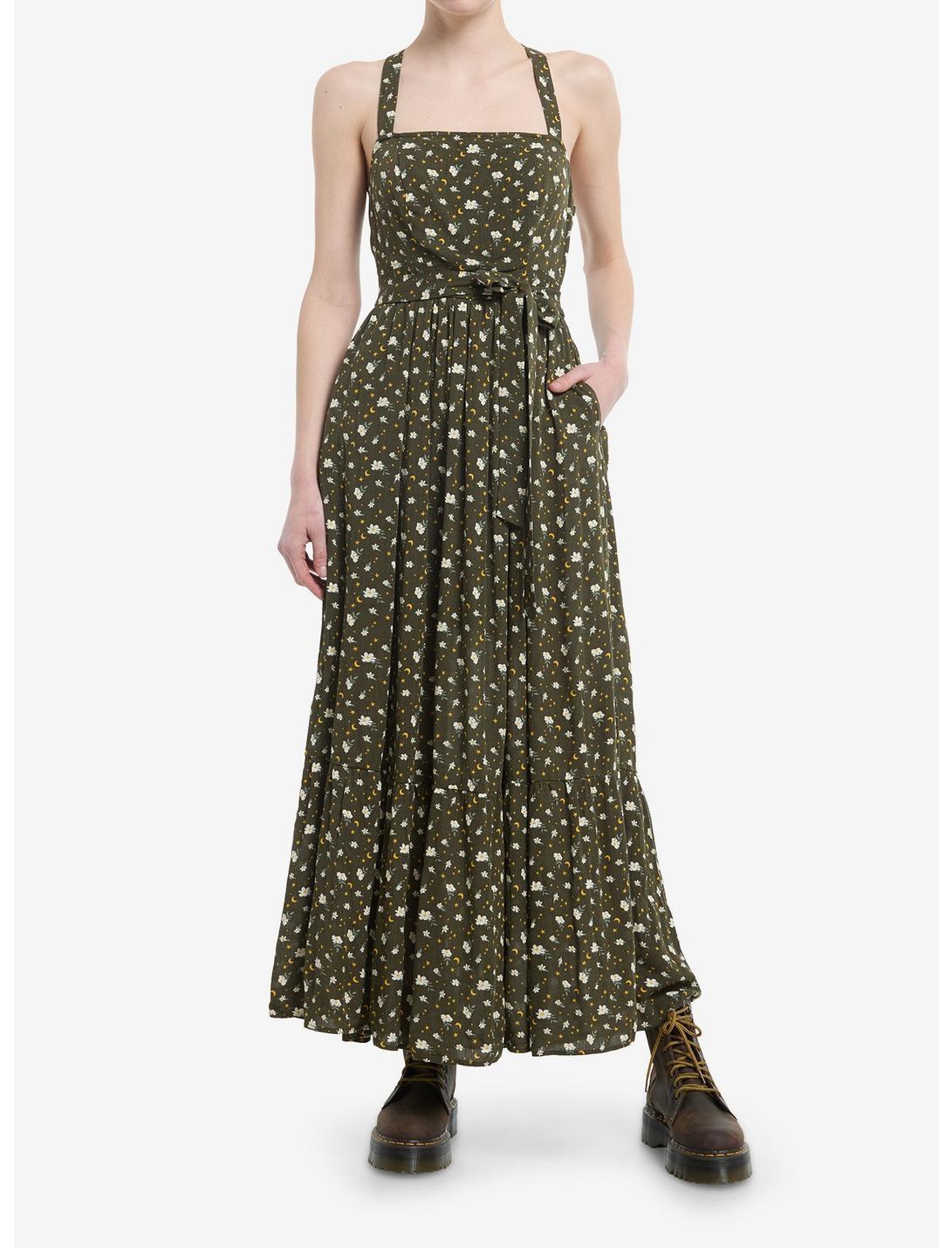 Thorn & Fable Green Floral Celestial Wrap Maxi Dress Product Image