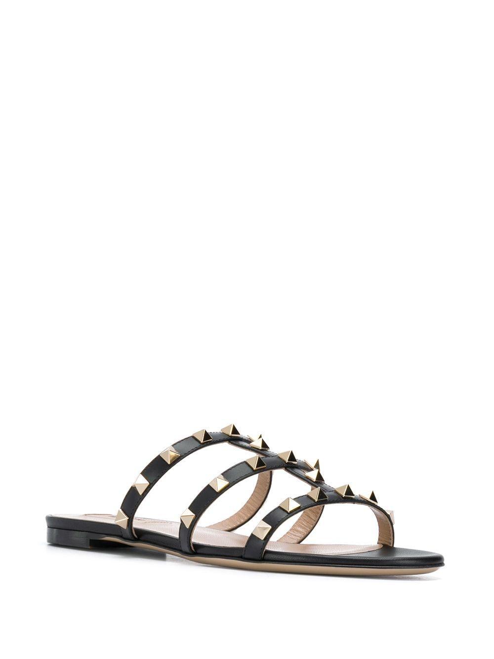 Rockstud flat leather sandals Product Image