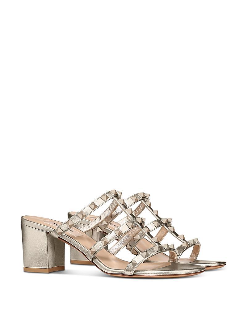 Rockstud Caged Block-Heel Slide Sandals Product Image