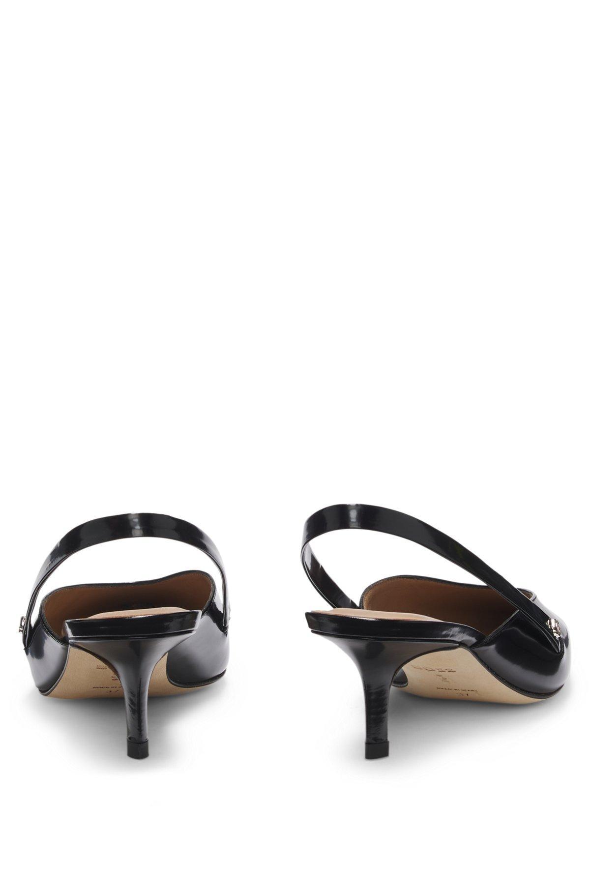 BOSS - Slingback leather pumps with GAIT-TECH® comfort insole - Black Product Image