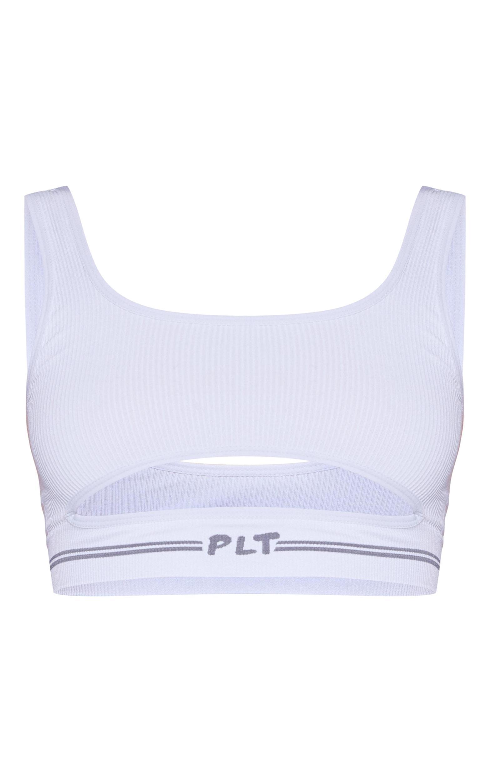 PRETTYLITTLETHING Grey Seamless Rib Cut Out Bralette Product Image