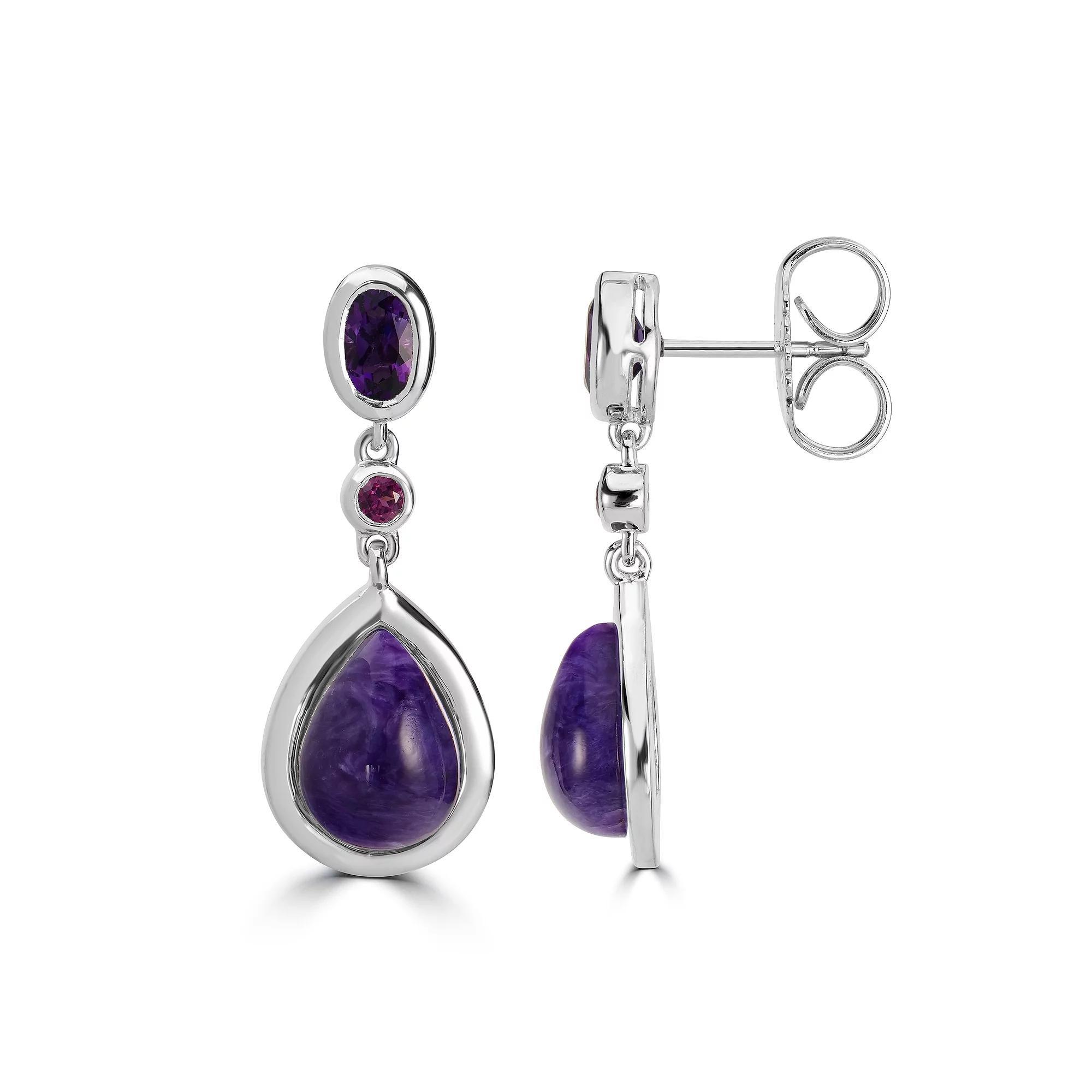 Gemistry Sterling Silver Gemstone Drop Earrings, Women's, Purple Product Image
