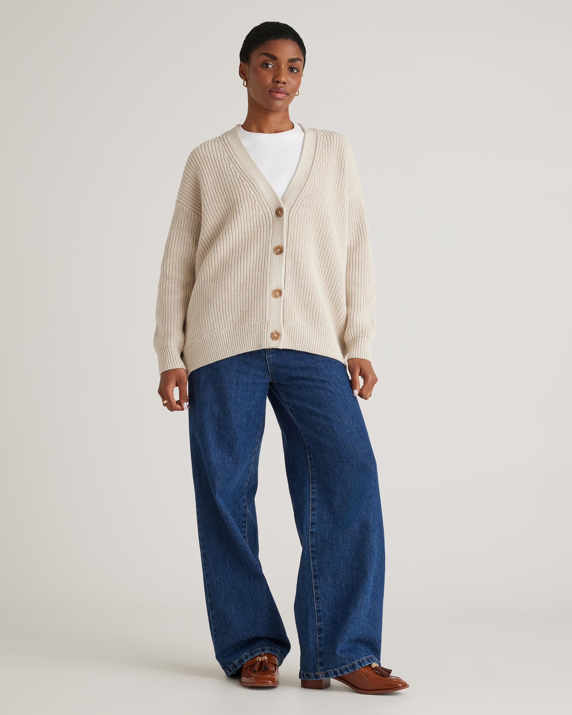 Quince | Women's OverSized Boyfriend Cardigan Sweater Size XL, Organic Cotton Product Image