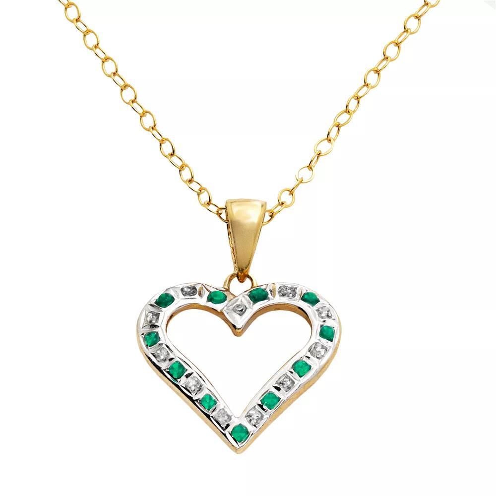 18k Gold-Over-Silver Emerald Heart Pendant, Women's Product Image