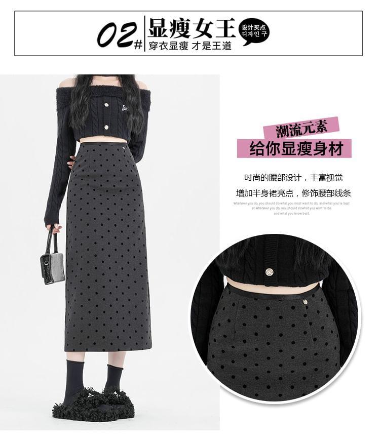 High Rise Dotted Midi A-Line Skirt Product Image