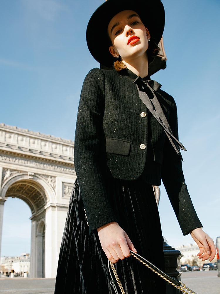 Crop Jacket With Flaps And Half Skirt Two-Piece Suit Product Image