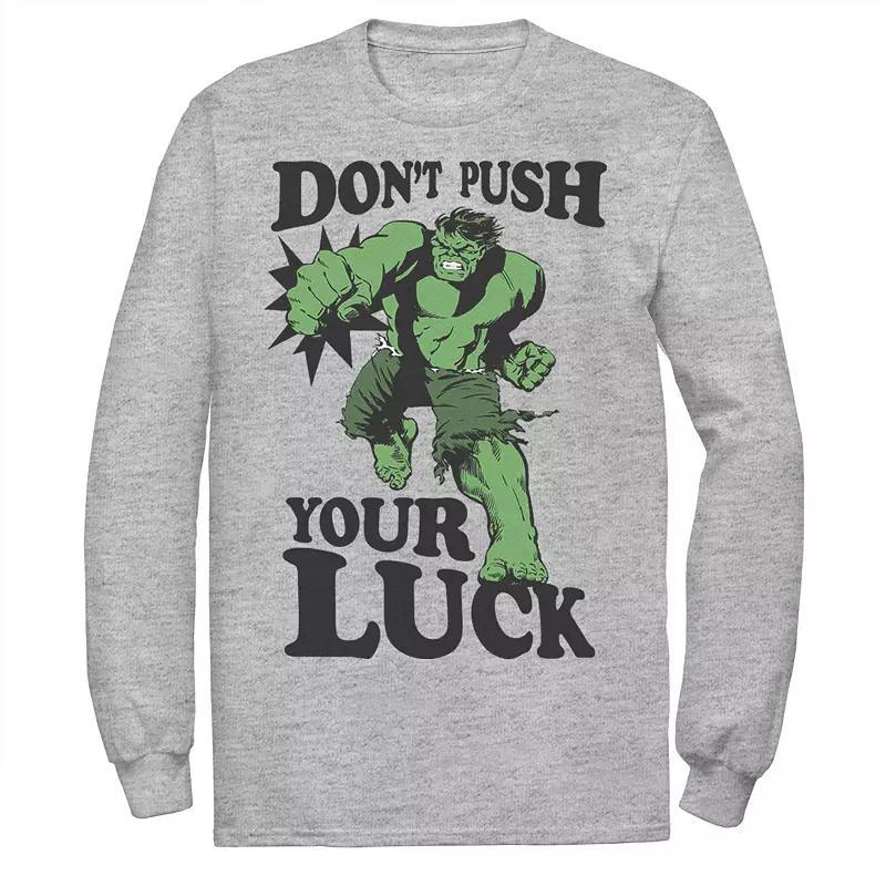 Men's Marvel The Hulk Don't Push Your Luck Tee, Size: Small, Athletic Grey Product Image