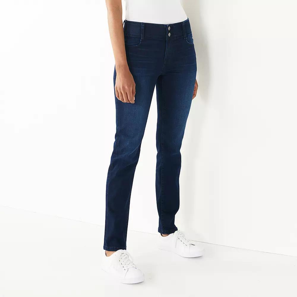 Womens Nine West Tummy-Control Slim Straight Jeans Rinse Blue Blast Product Image