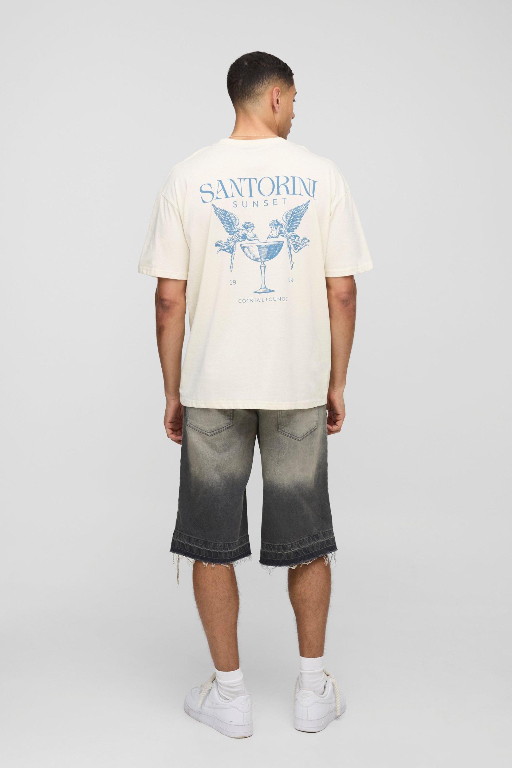 Oversized Santorini Sunset Renaissance T-Shirt | boohooMAN USA Product Image
