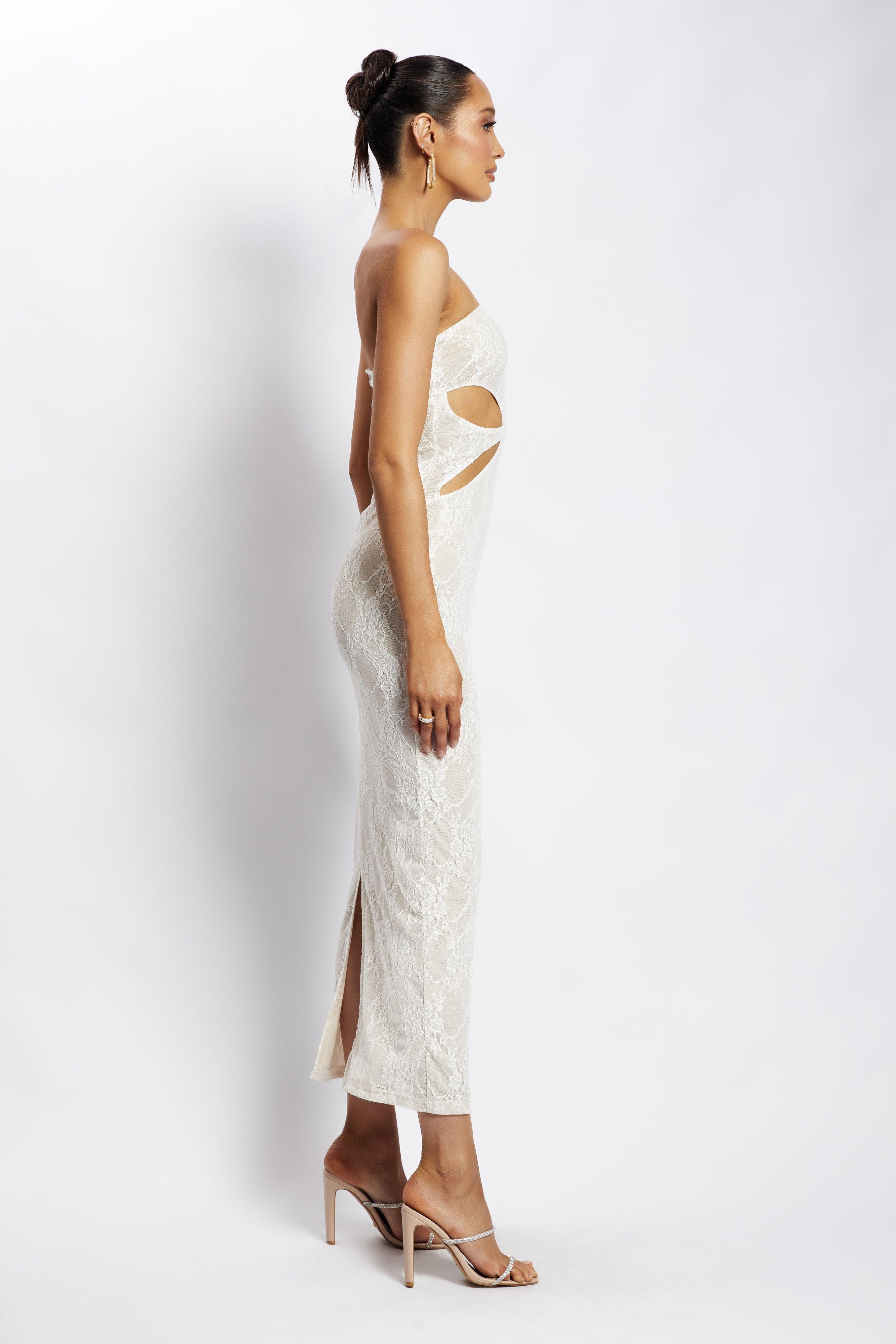 Krista Cut Out Bandeau Maxi Dress - Nude Product Image