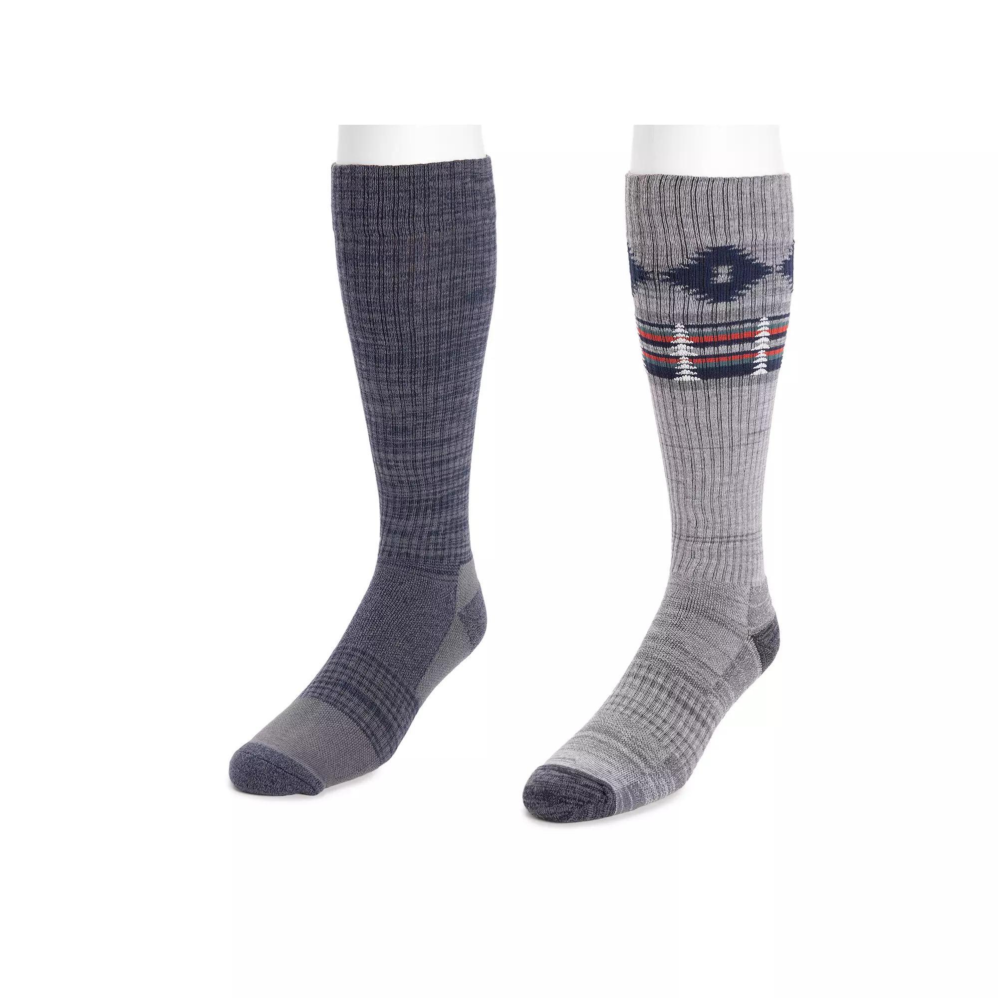 Men's MUK LUKS 2-Pack Tall Compression Socks, Medium Gray Blue Silver Product Image