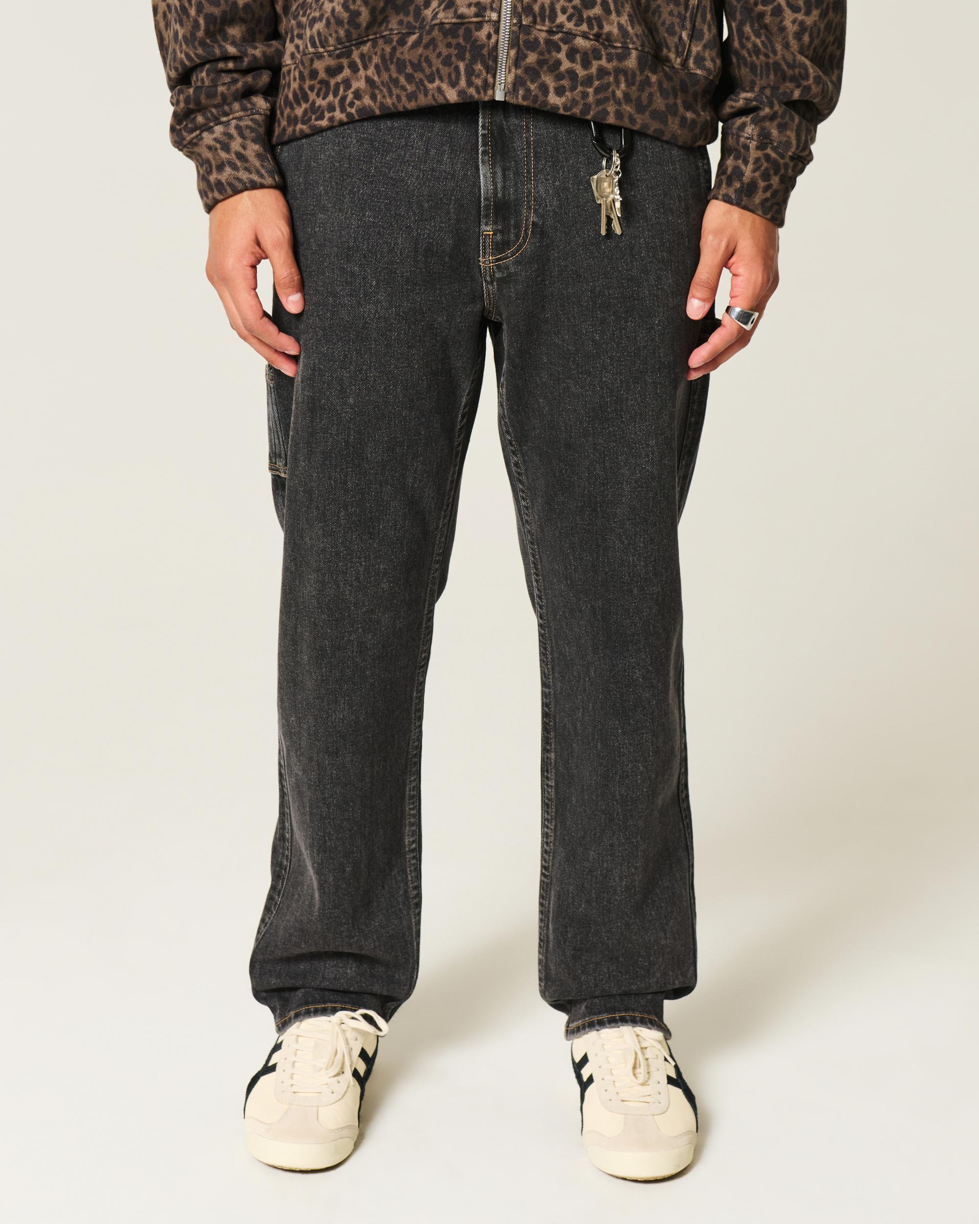 Washed Black Loose Painter Jeans Product Image