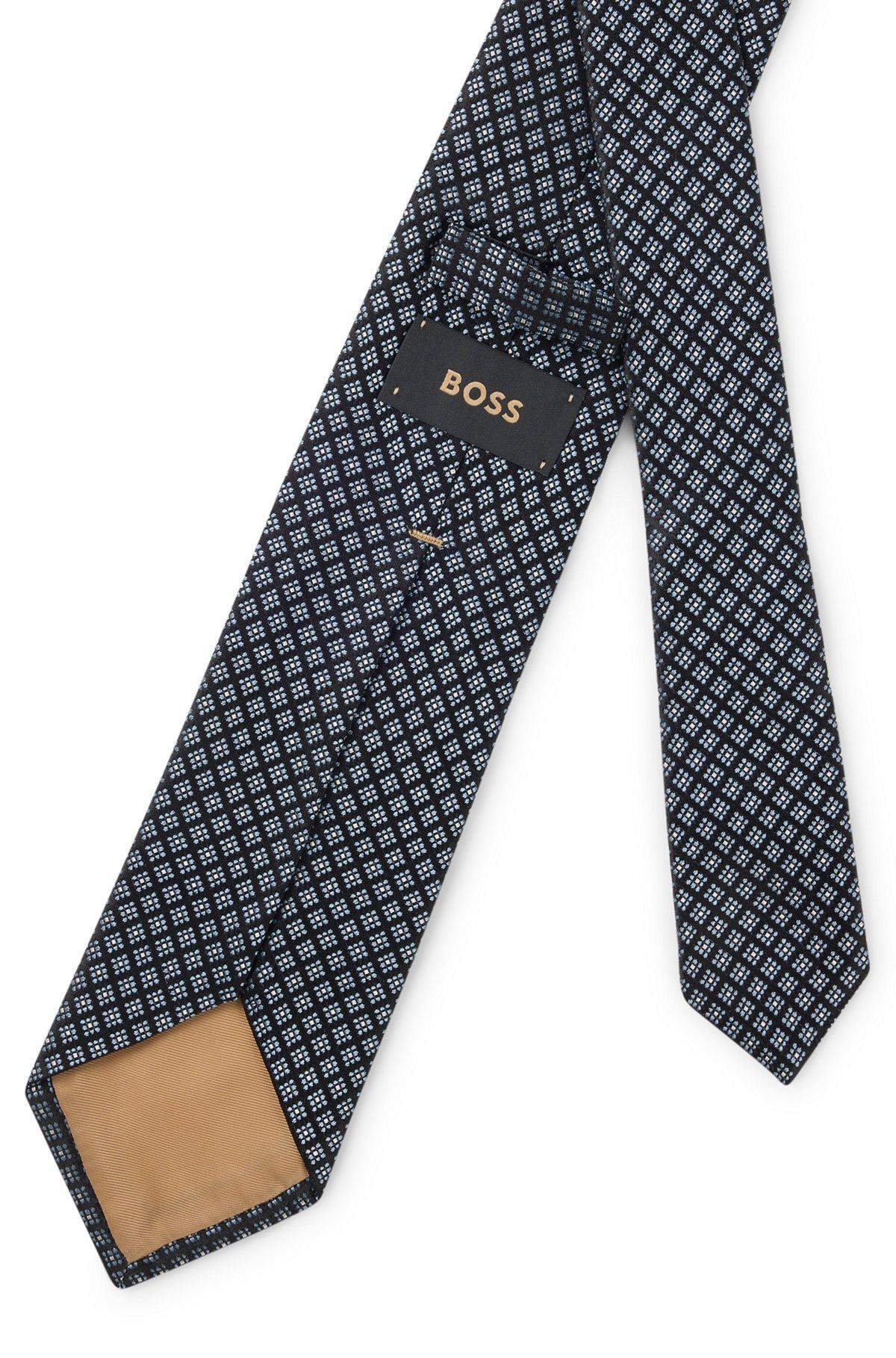BOSS - Jacquard-pattern tie in Italian-made silk - Light Blue Product Image