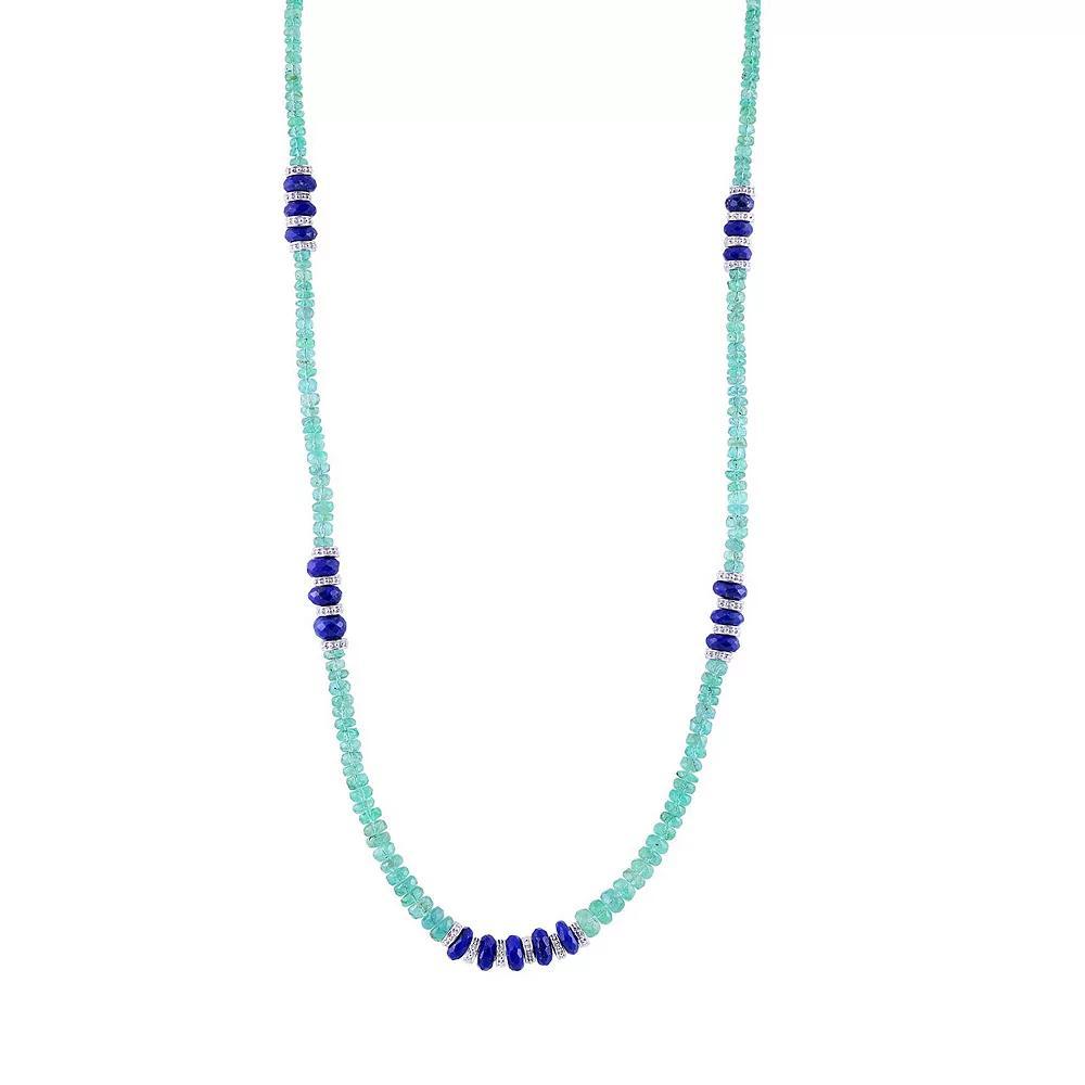 Gemistry Sterling Silver Gemstone Beaded Necklace, Women's, Size: 18", Green Lapis Product Image