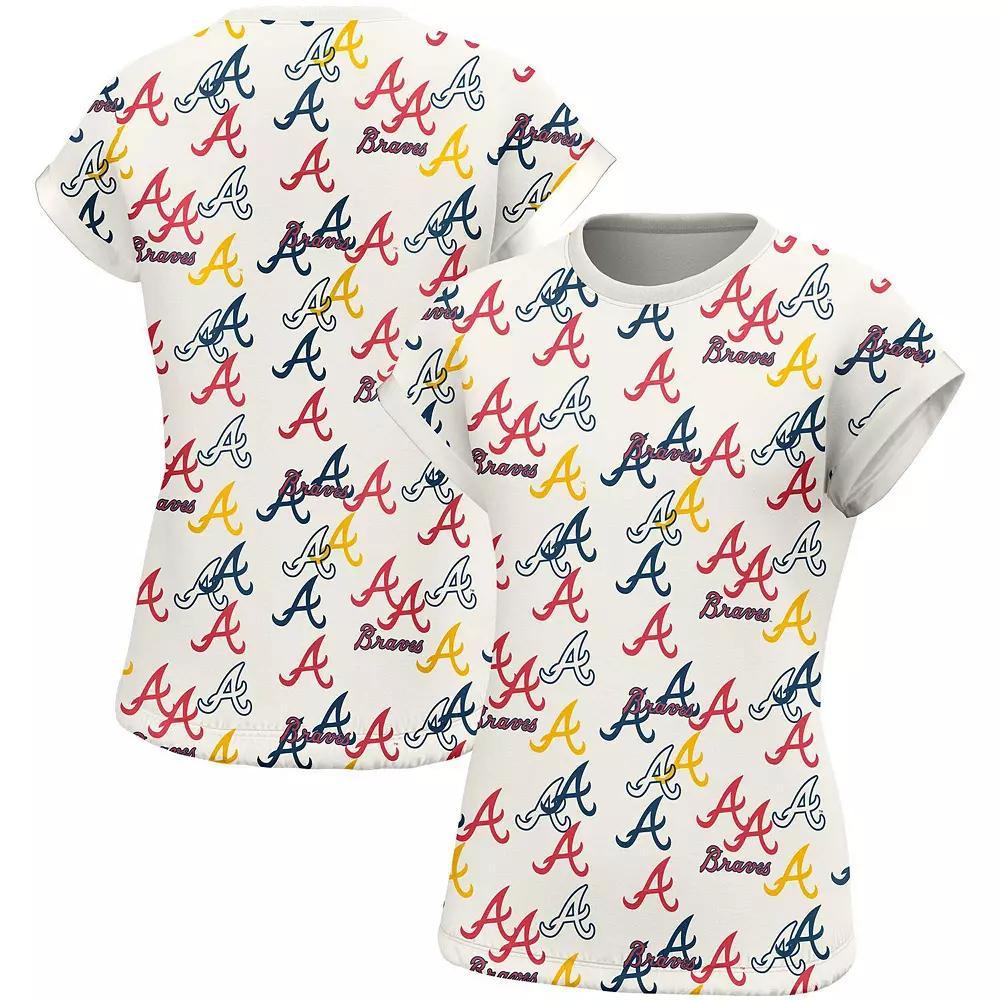 Women's Lusso  White Atlanta Braves Madge Dolman Tri-Blend T-Shirt, Size: Large Product Image