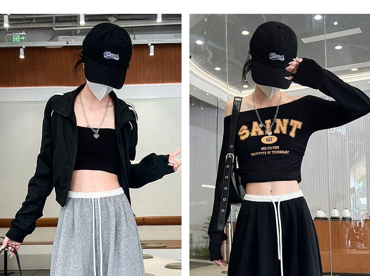 Drawstring Waist Two Tone Wide Leg Sweatpants Product Image