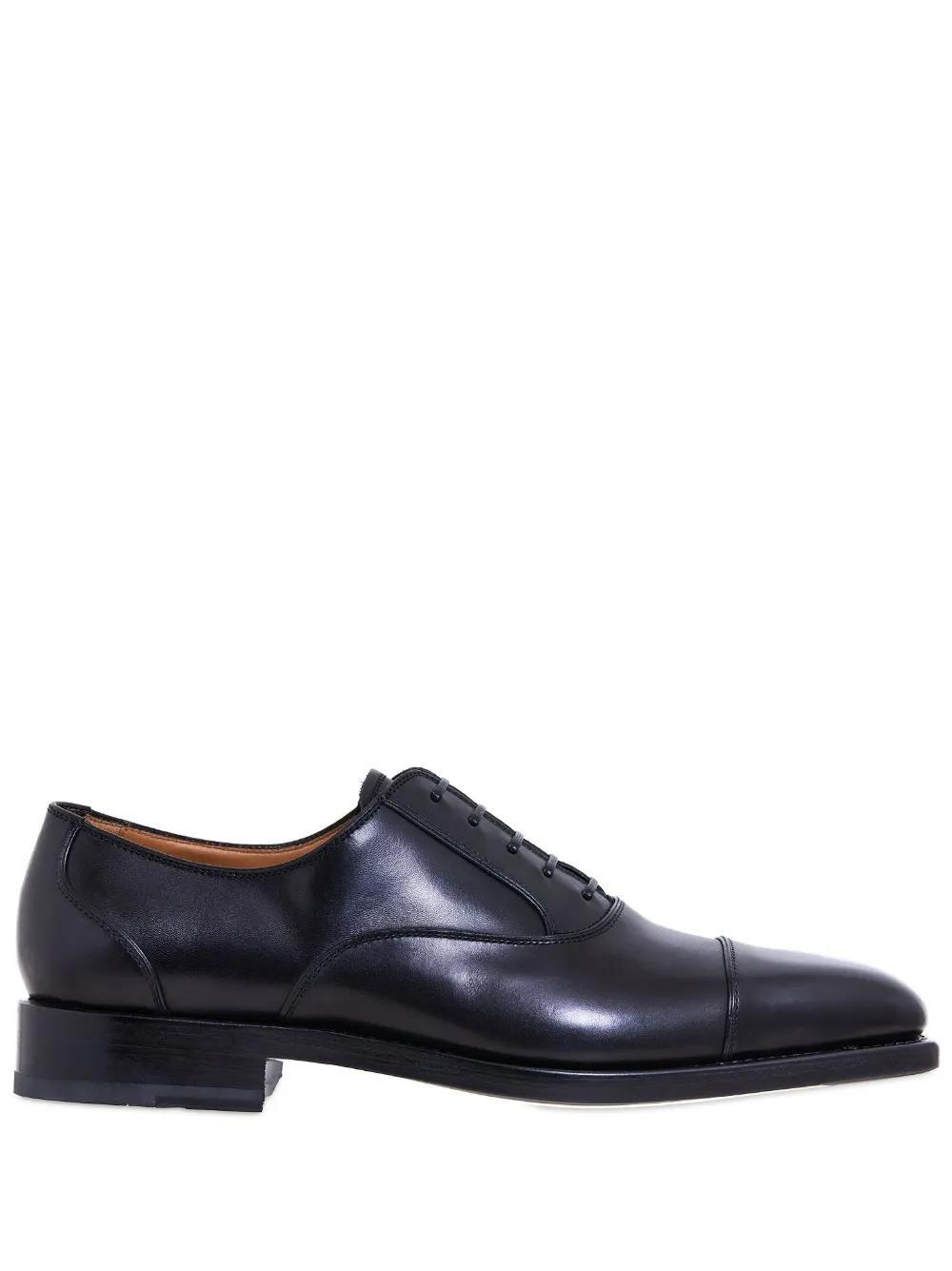 FERRAGAMO Tonal-toecap Leather Oxford Shoes In Black Product Image