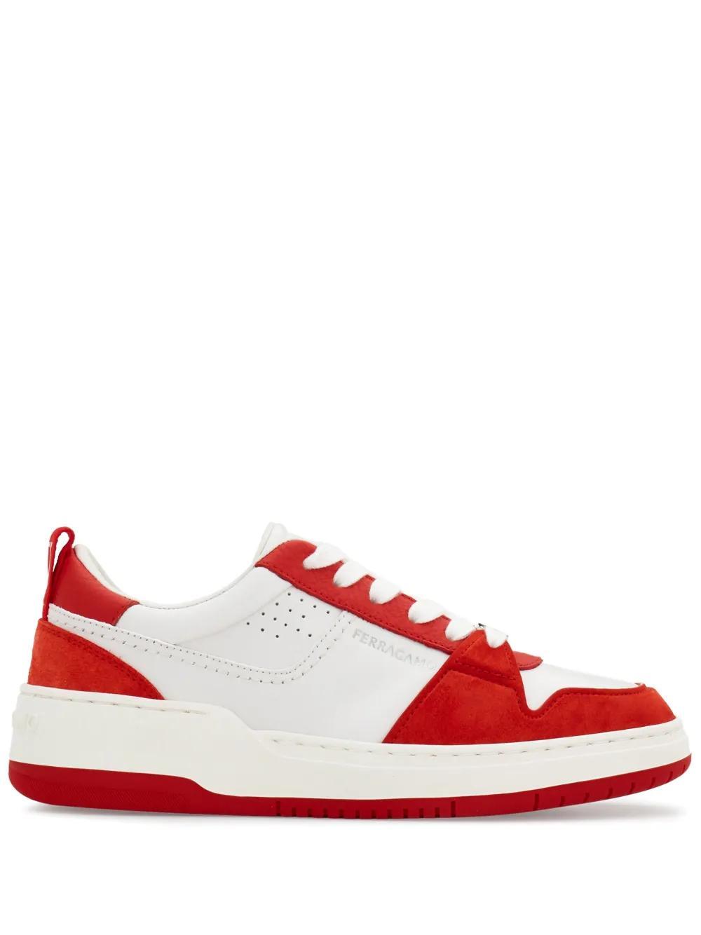 FERRAGAMO Panelled Leather Sneakers In Multicolour Product Image