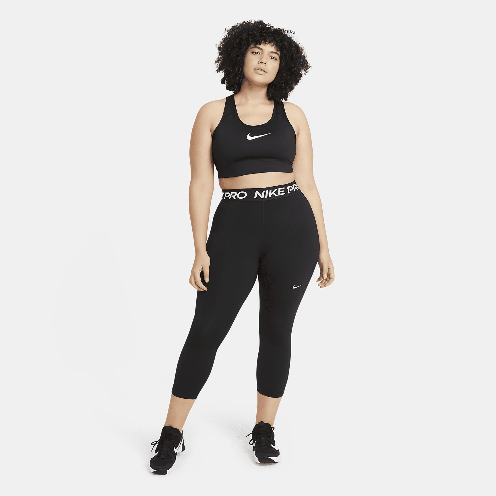 Nike Pro Women's Mid-Rise Crop Mesh-Panel Leggings (Plus Size) Product Image