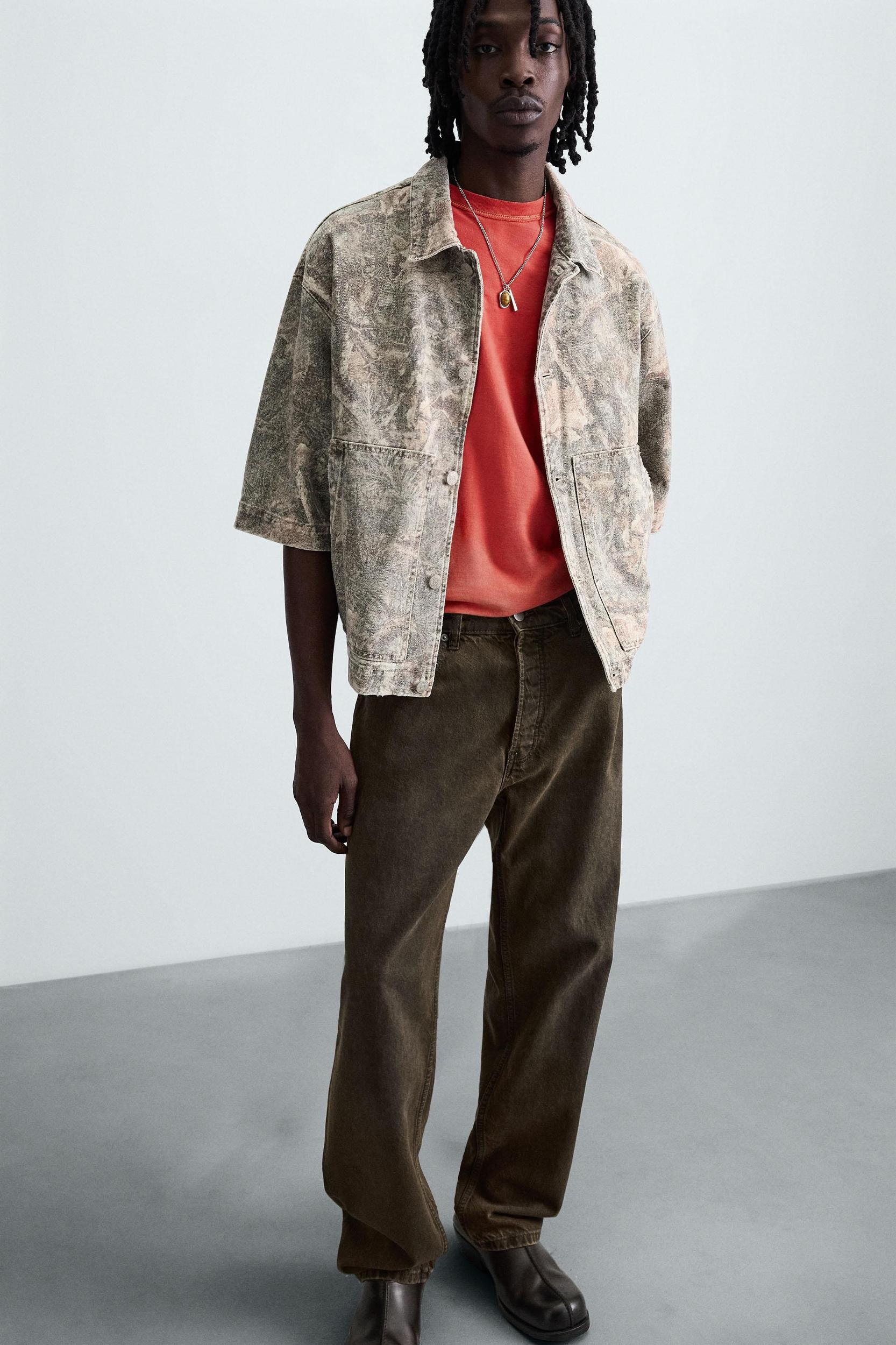 WASHED ABSTRACT PRINT OVERSHIRT Product Image