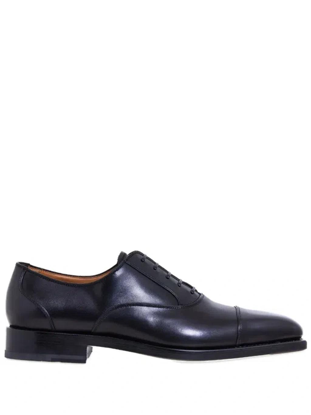 FERRAGAMO Tonal-toecap Leather Oxford Shoes In Black Product Image