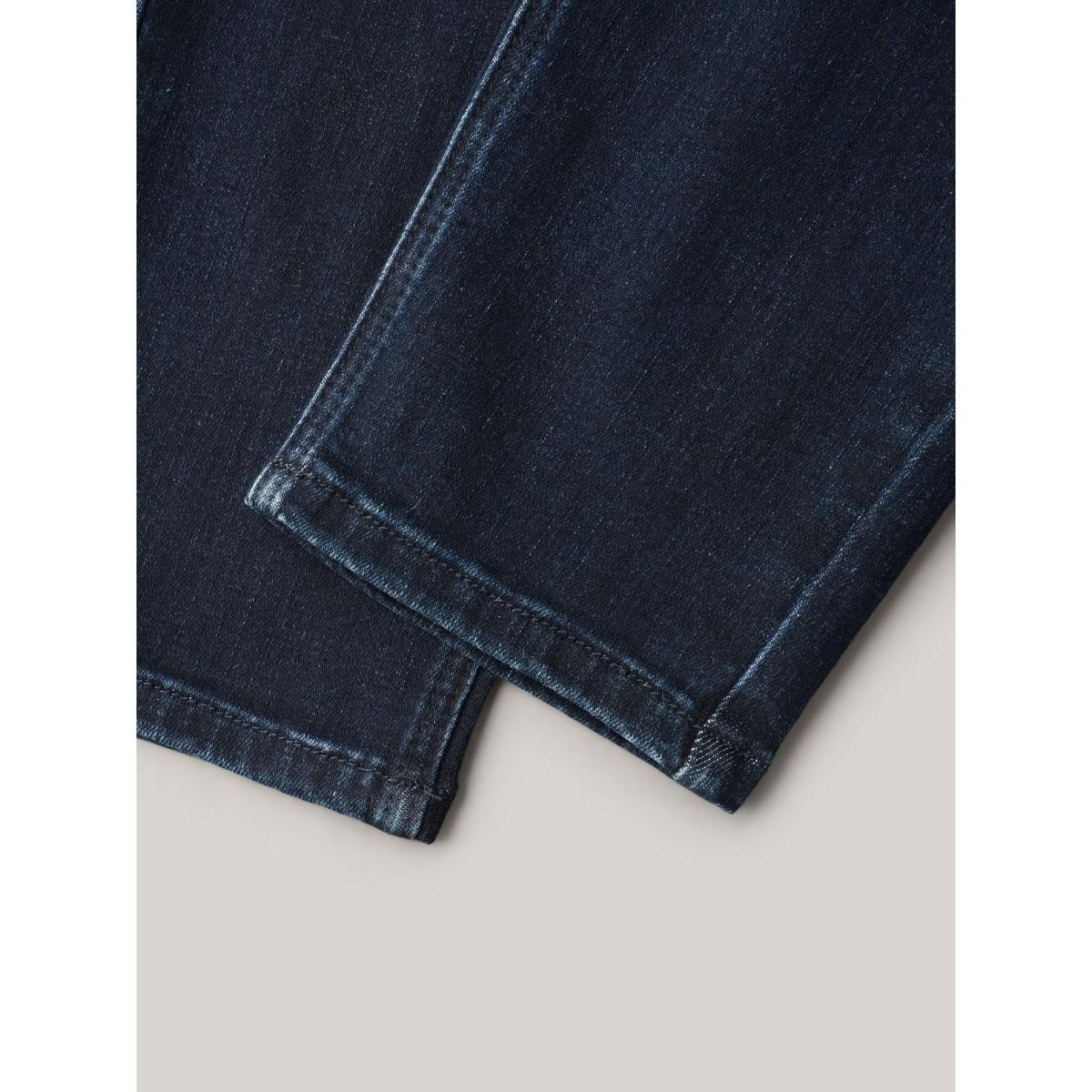 Plus Size Stretchy Whiskered Waist Skinny Knit Jeans Women Darkindigo Elegant Medium stretch Slanted pocket Jeans BloomChic 18/2X Product Image