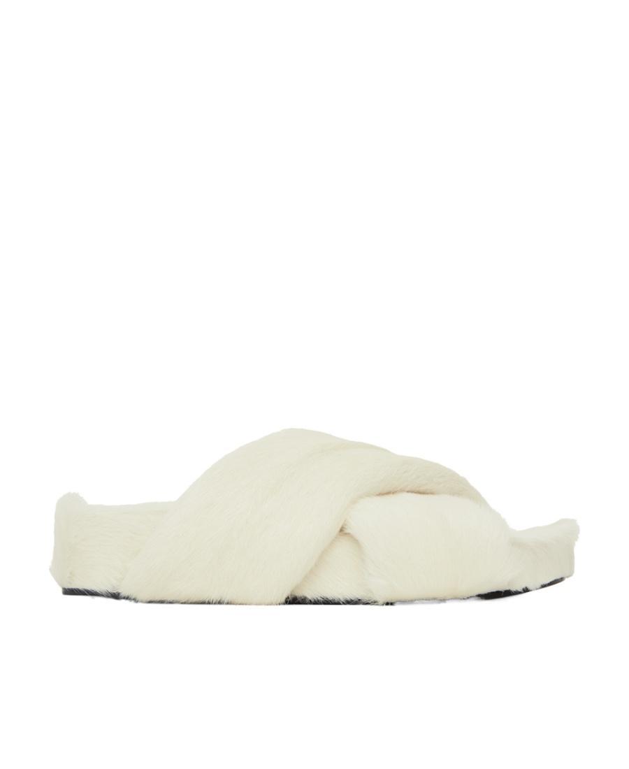 JIL SANDER Round Head Flat-soled Slippers In White Product Image