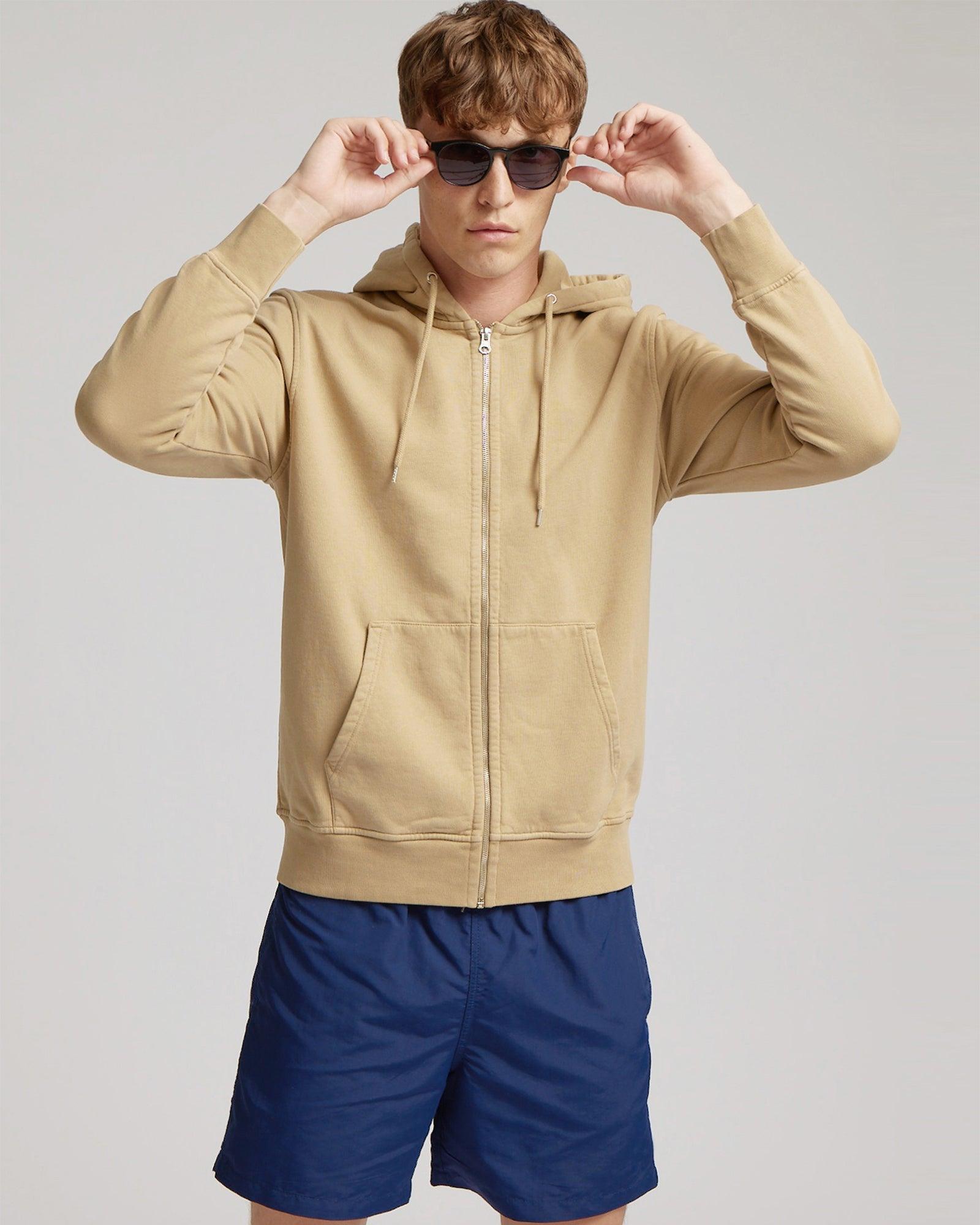 Classic Organic Zip Hood - Red Tangerine Product Image