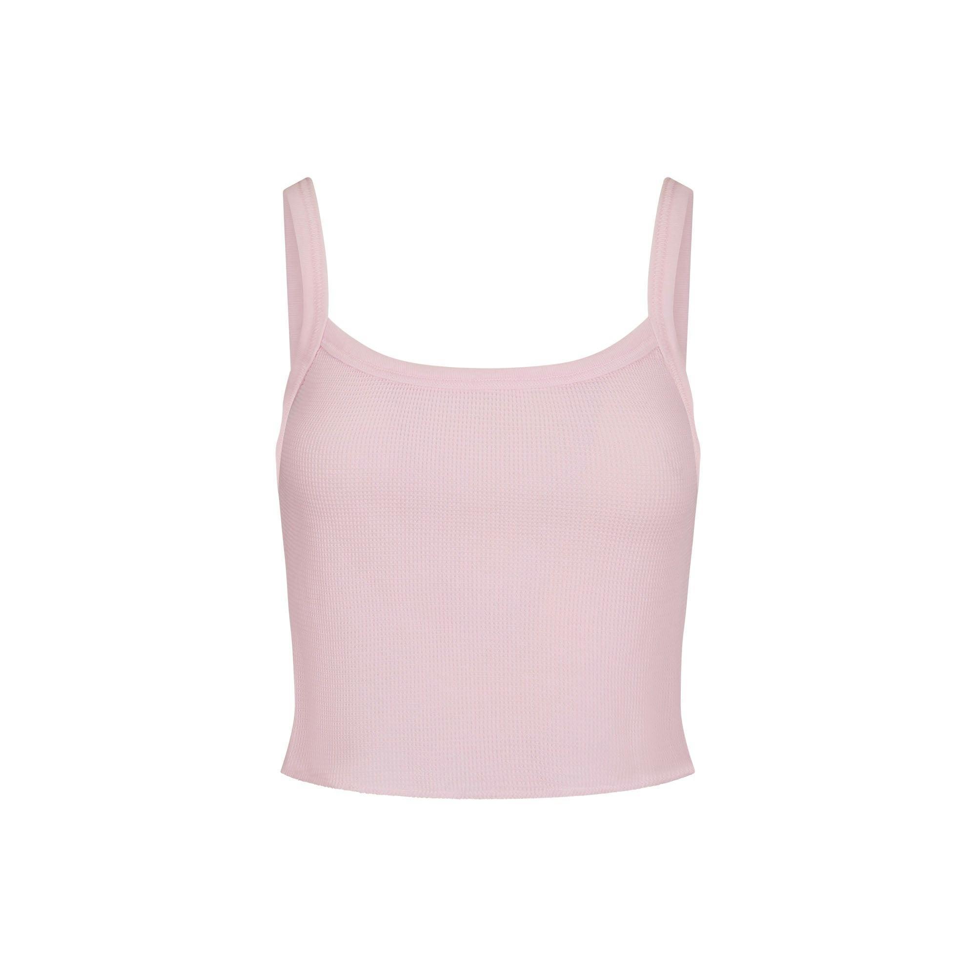 WAFFLE CROPPED CAMI | CHERRY BLOSSOM Product Image