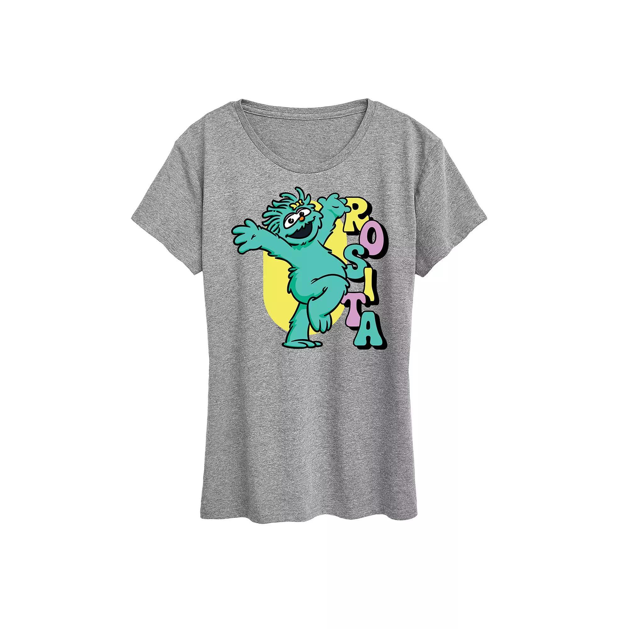 Womens Sesame Street Rosita Hands Up Graphic Tee Grey Gray Product Image