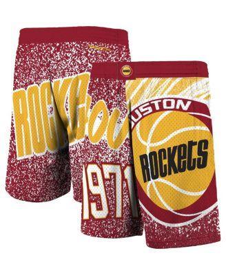 Mens Mitchell Ness Red Houston Rockets Hardwood Classics Jumbotron Sublimated Shorts Product Image