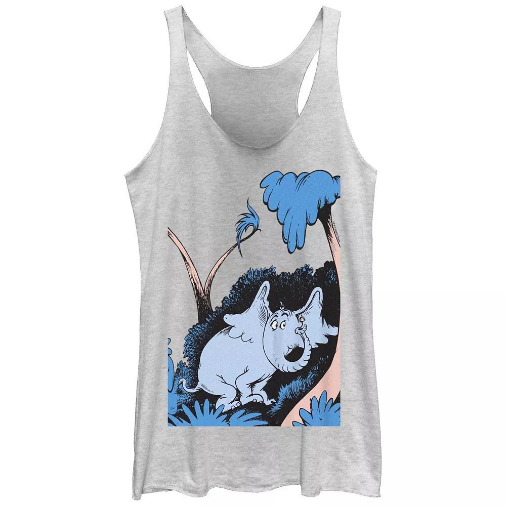 Juniors' Dr. Seuss Horton Hears A Who! Scene Racerback Tank Top, Girl's, Size: Medium, White Grey Product Image