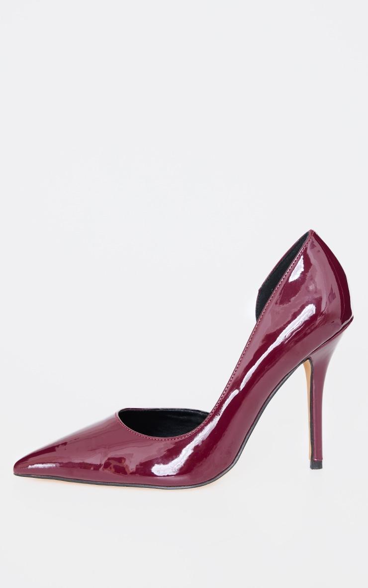 Burgundy PU Point Toe Curved Cut Out High Heel Courts Product Image