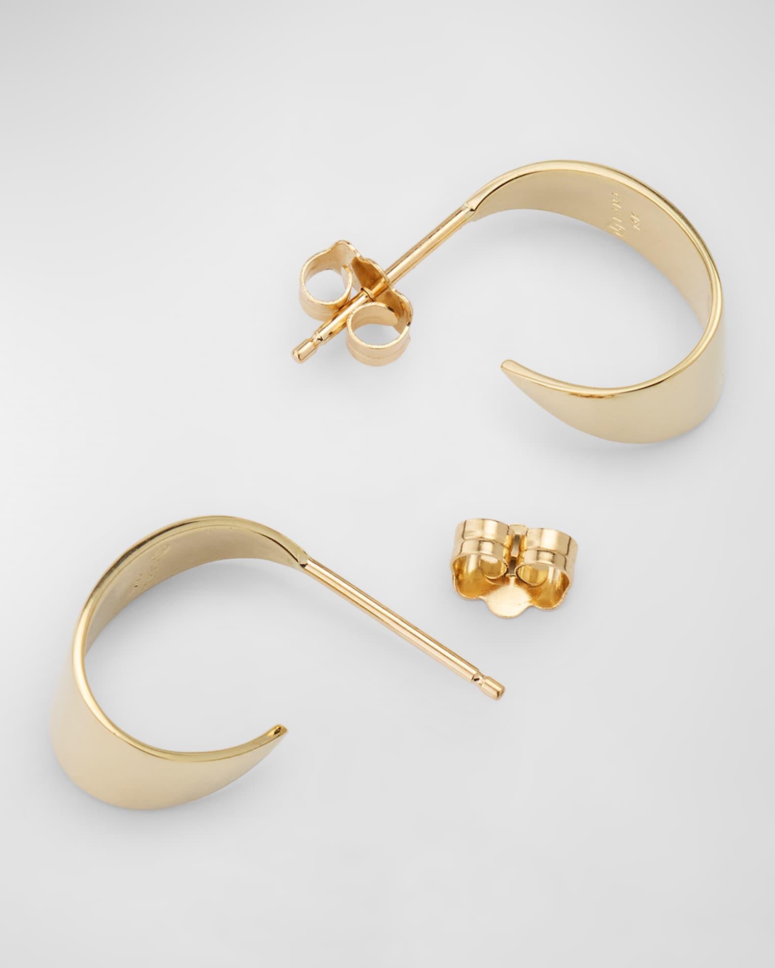 14K Yellow Gold Wrapped Wide Curved Huggie Earrings Product Image