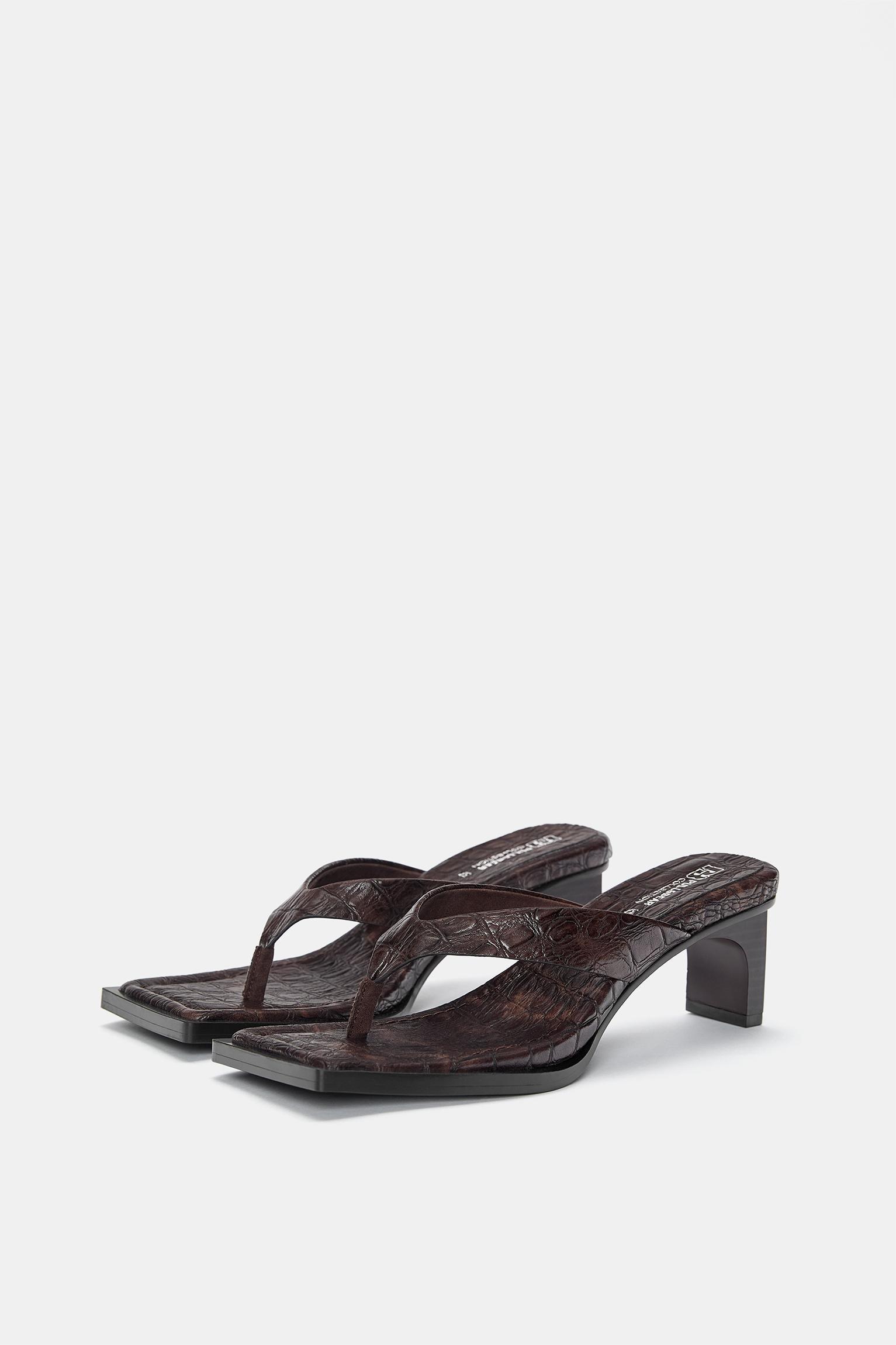 Heeled sandals with square toe Product Image