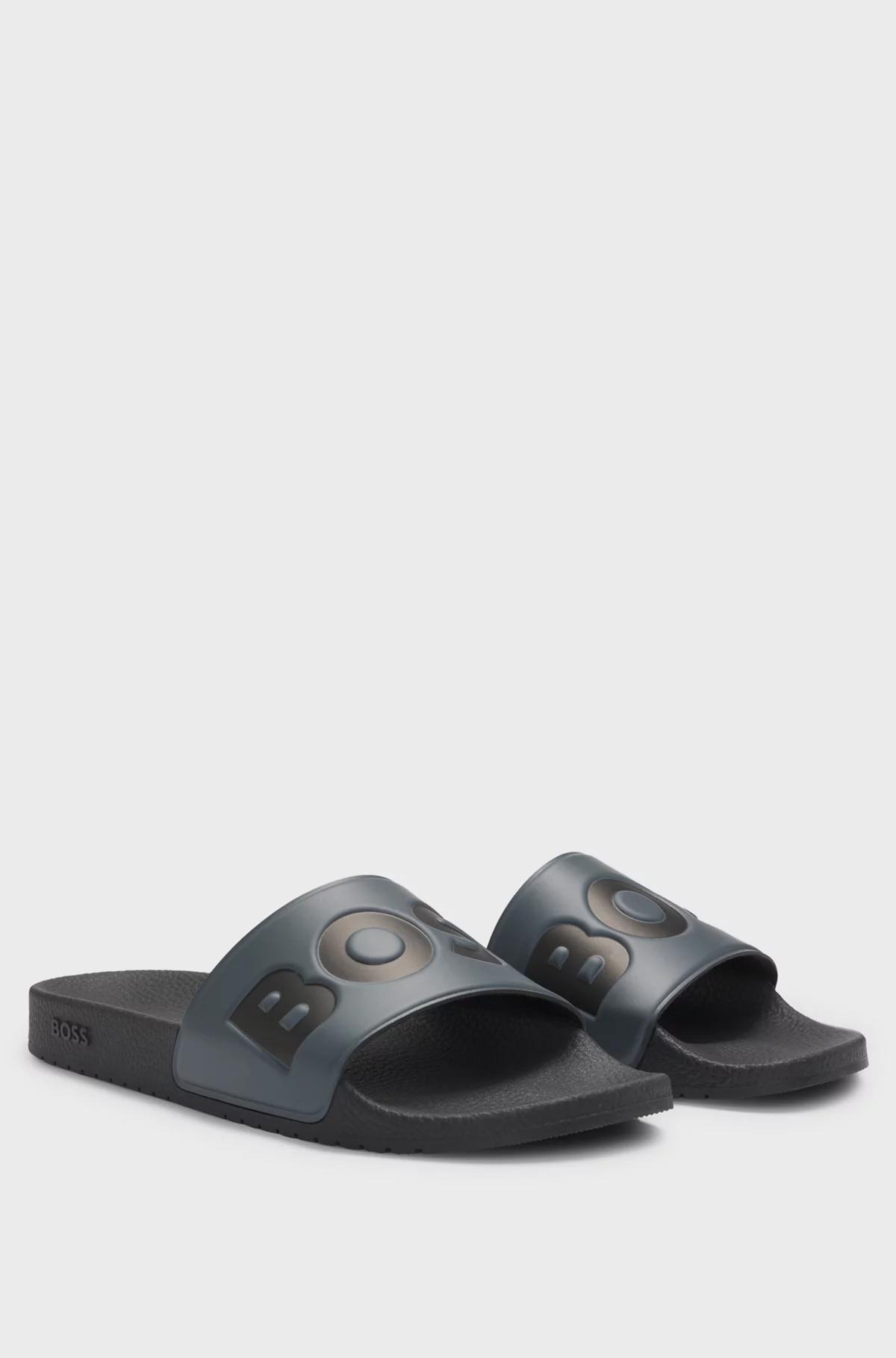Boss Italian-Made Slides with Large Logo Detail Product Image