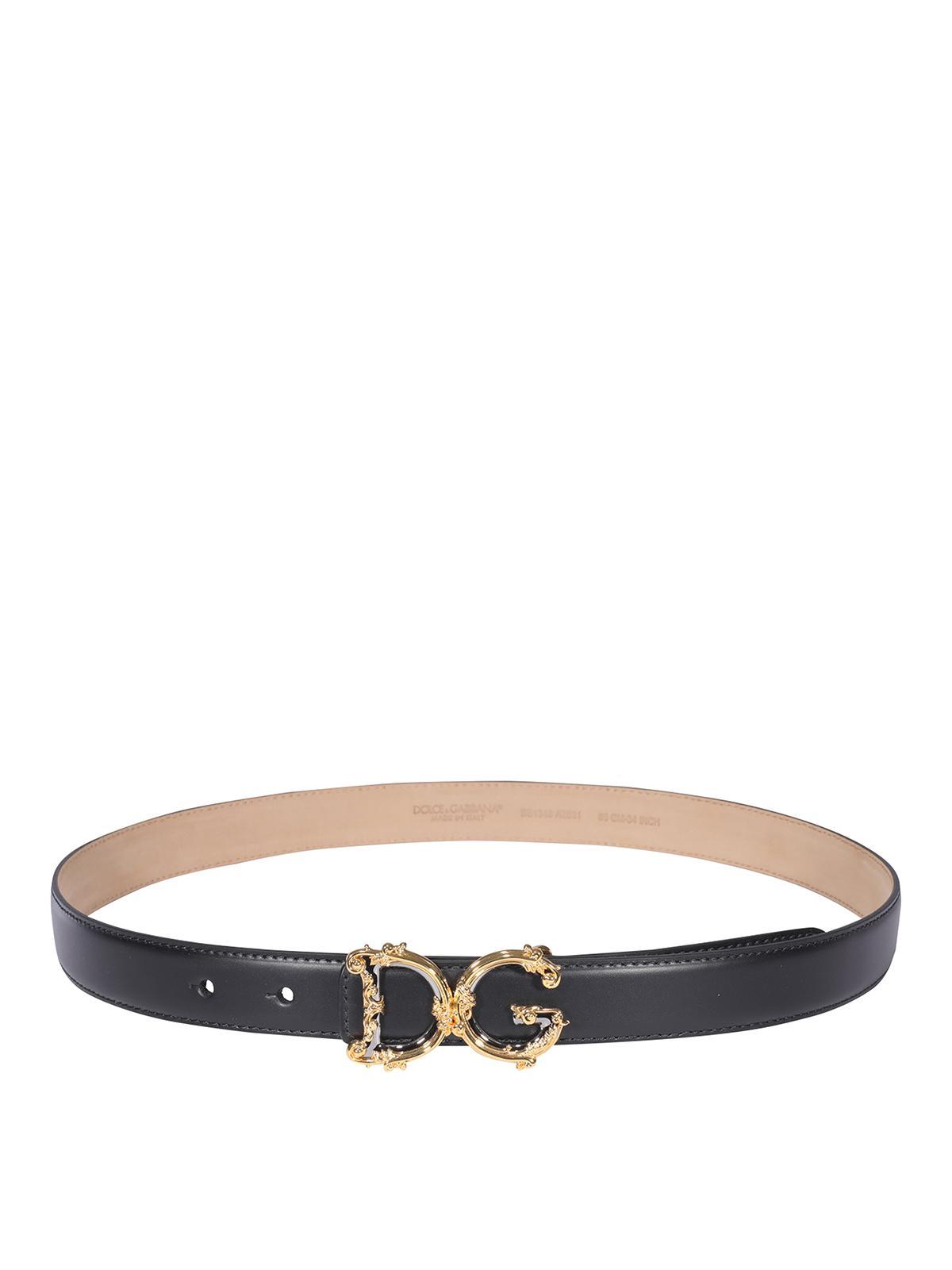 DOLCE & GABBANA Dg Buckle Leather Belt In Negro Product Image