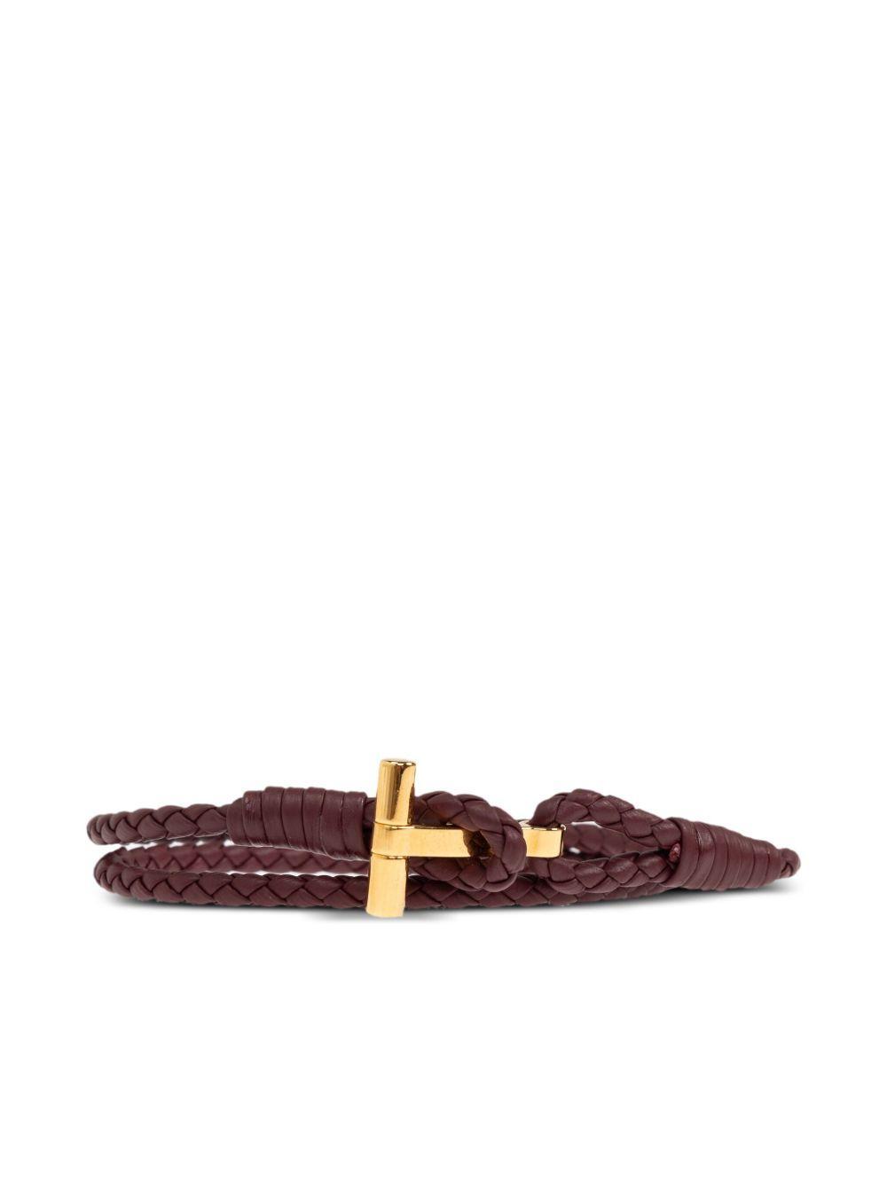 braided leather T-bar bracelet Product Image
