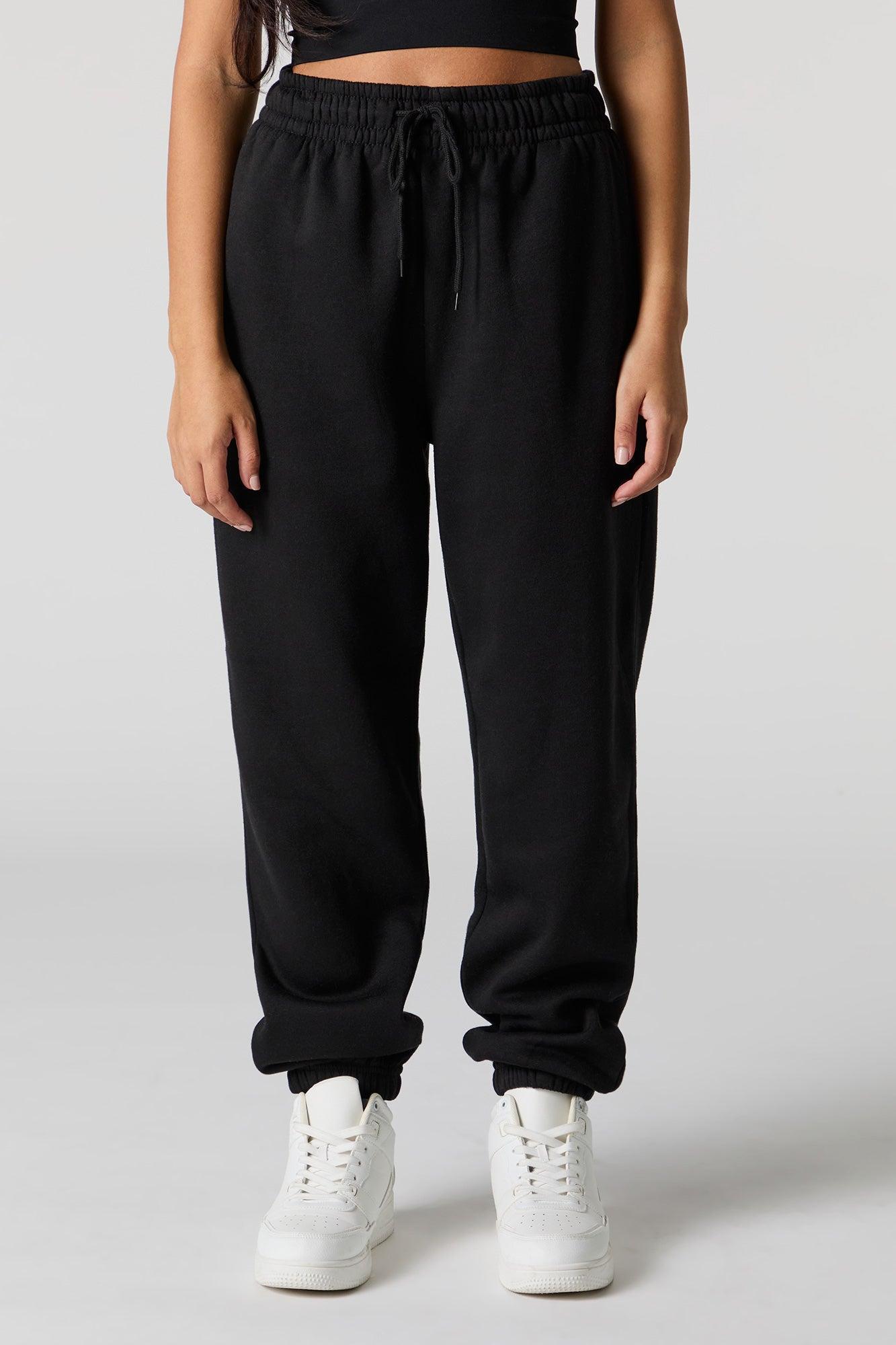High Rise Solid Fleece Jogger Female Product Image