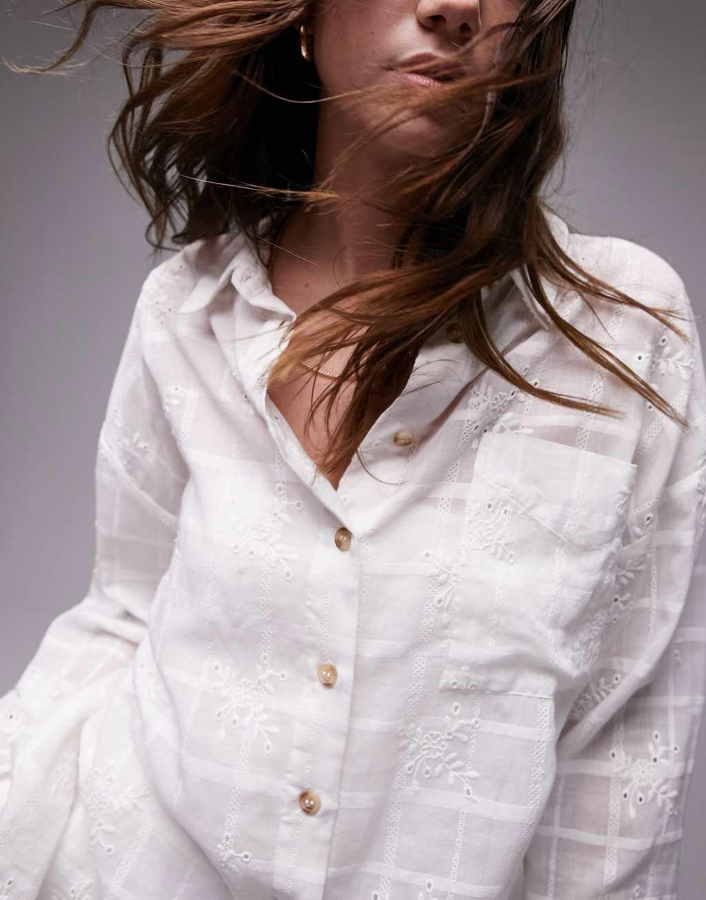 Topshop floral embroidered beach shirt Product Image
