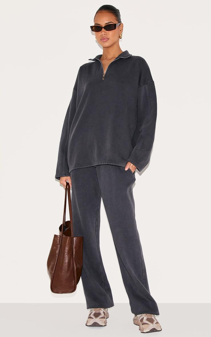 Charcoal Washed Quarter Zip Sweatshirt Product Image