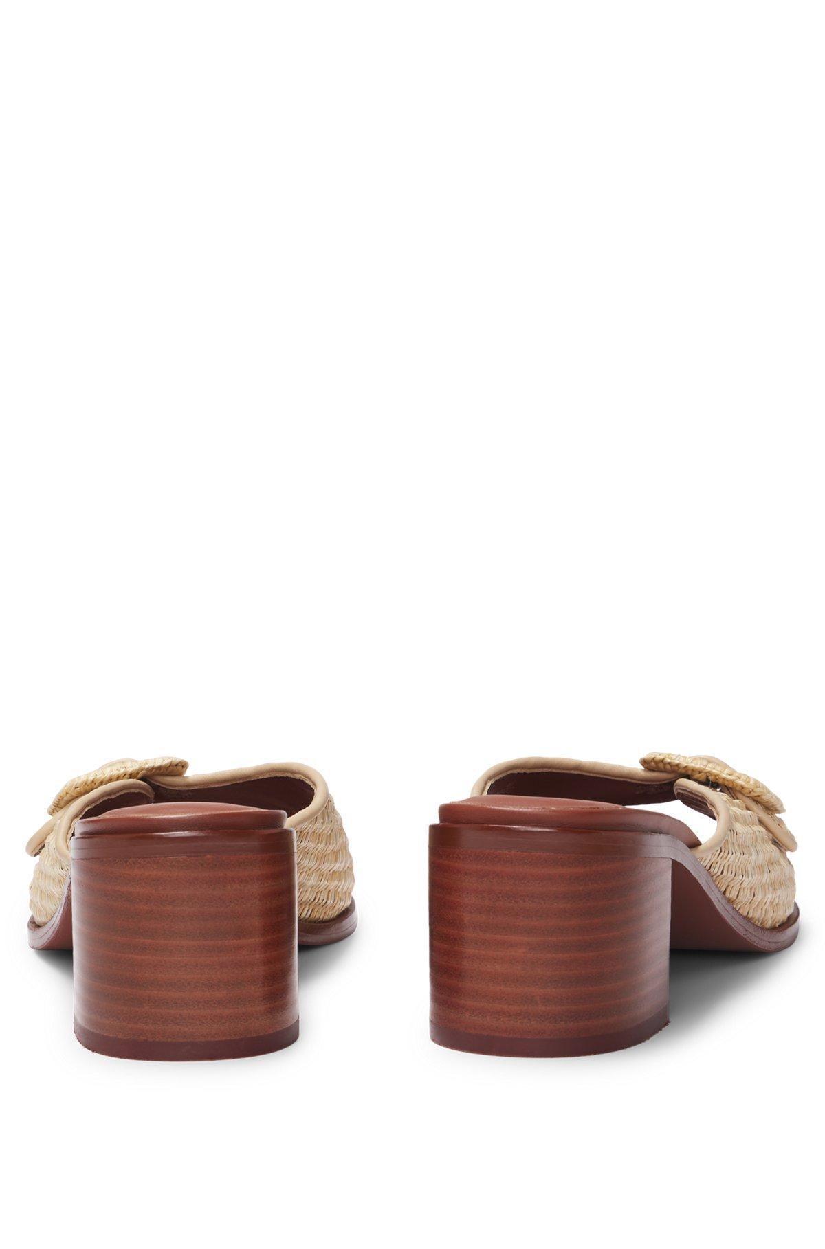 Raffia mules with leather trims Product Image