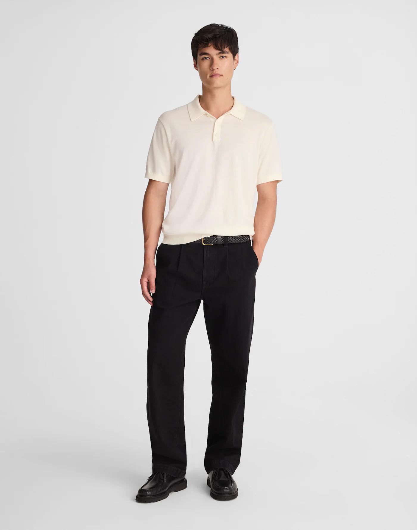 Three-Button Sweater Polo Shirt Product Image