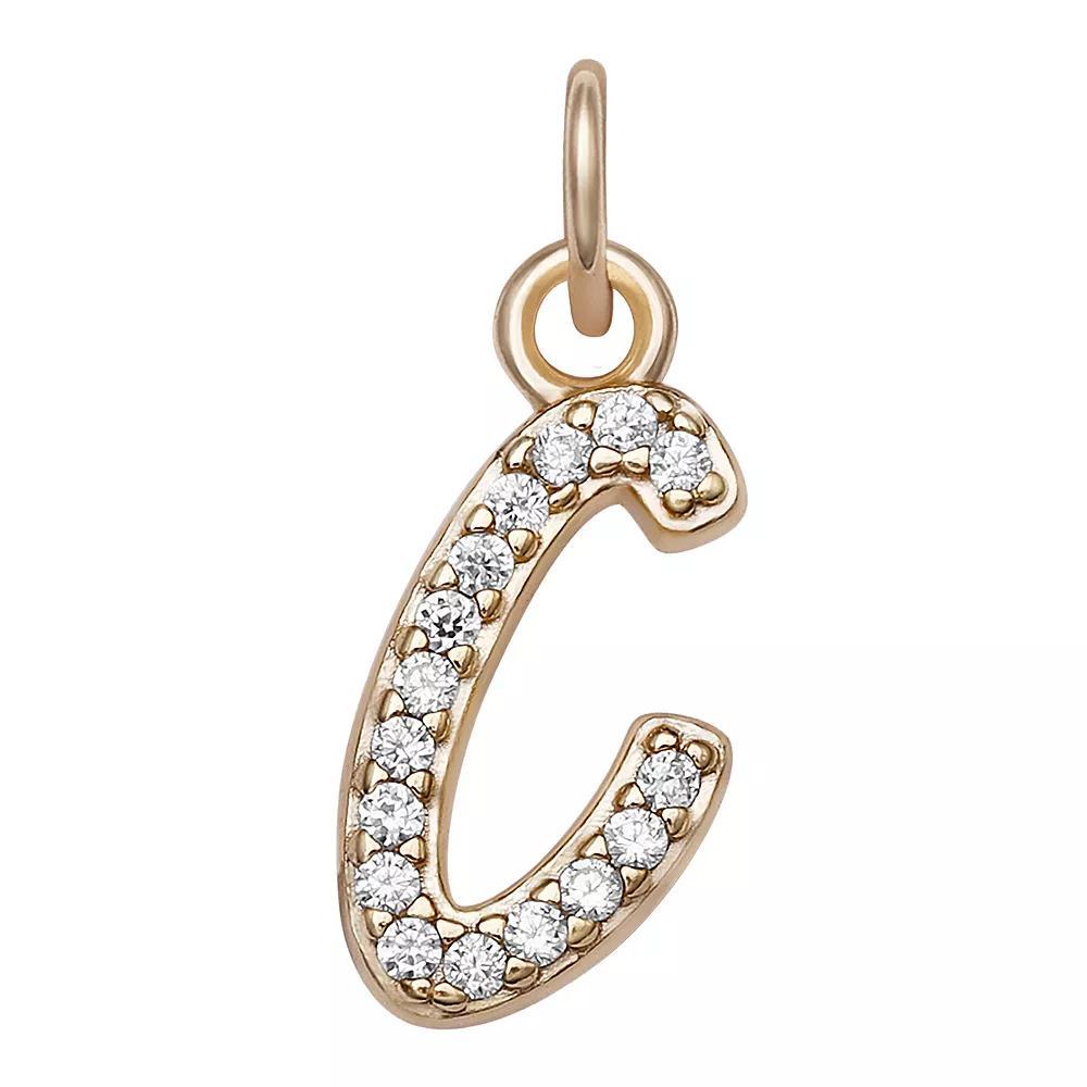 LC Lauren Conrad Sterling Silver Cubic Zirconia Initial Charm, Womens, Gold Tone O Product Image
