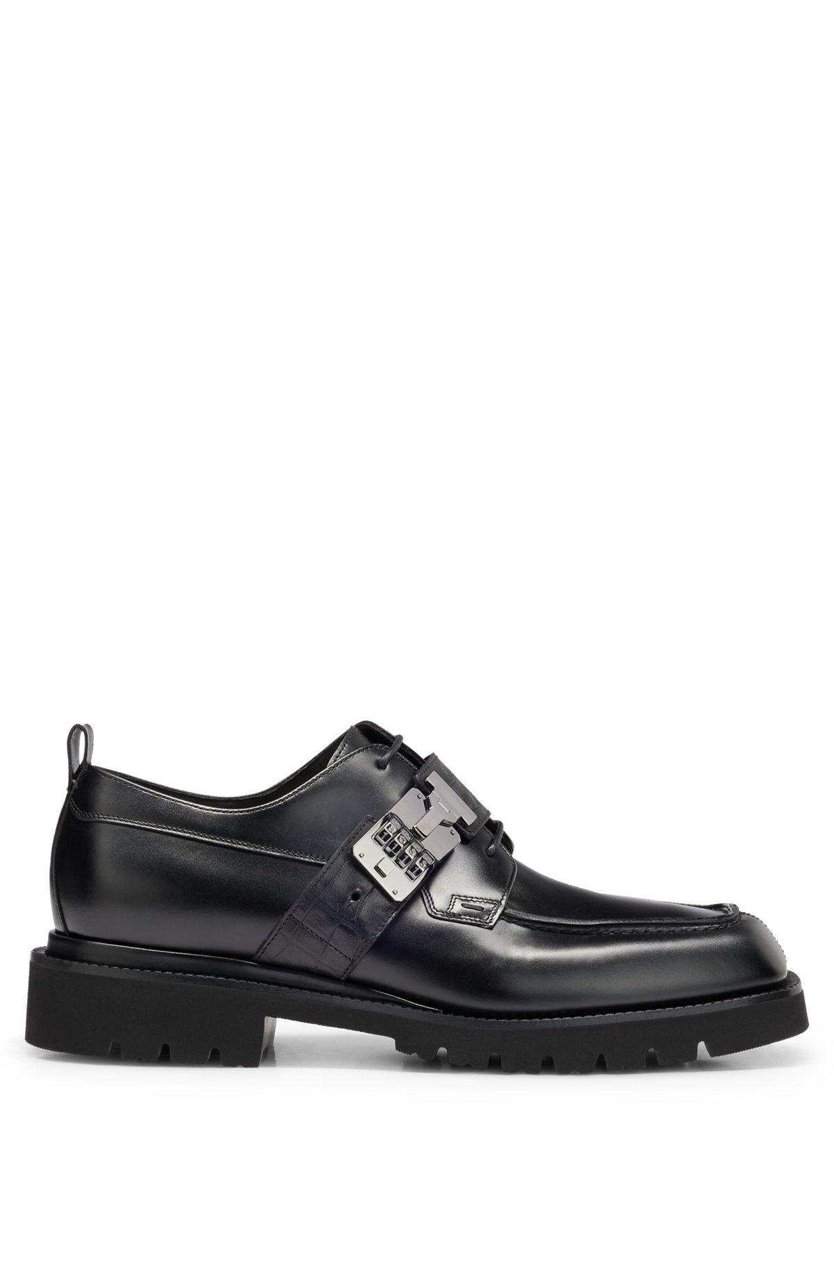 Leather Derby shoes with briefcase-lock detail Product Image