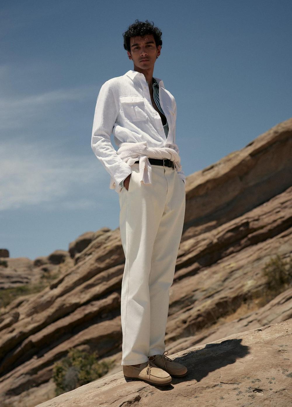 Mens Relaxed 5-Pocket Cotton Pant, Off White, Size 32 Vince Product Image