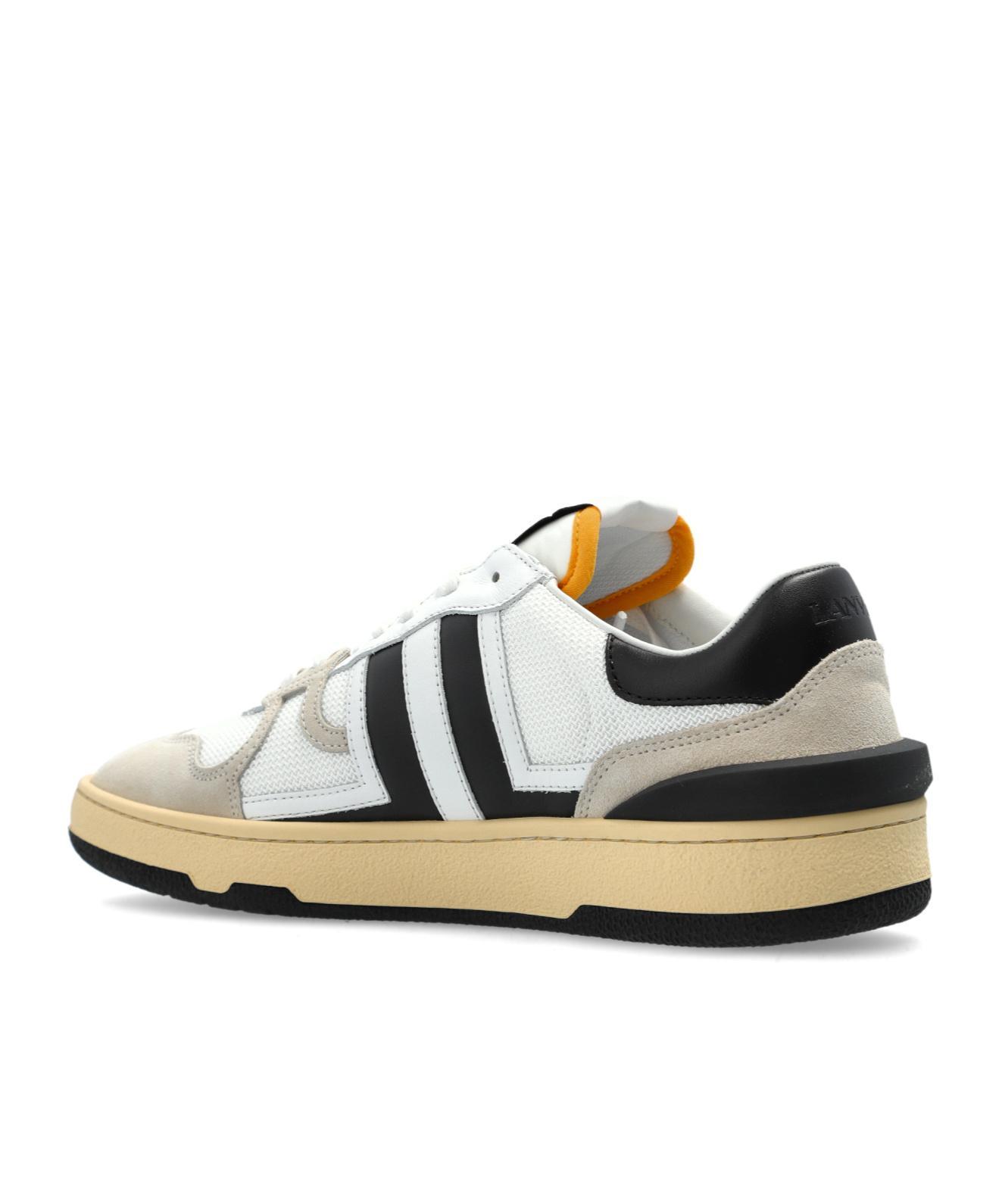 LANVIN Black And White Leather Clay Low Mesh Sneakers Product Image