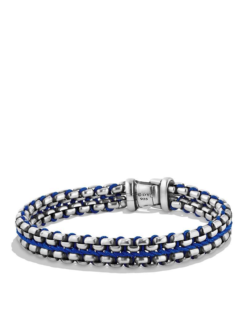 David Yurman Mens Woven Box Chain Bracelet in Sterling Silver with Blue Nylon, 12mm Product Image