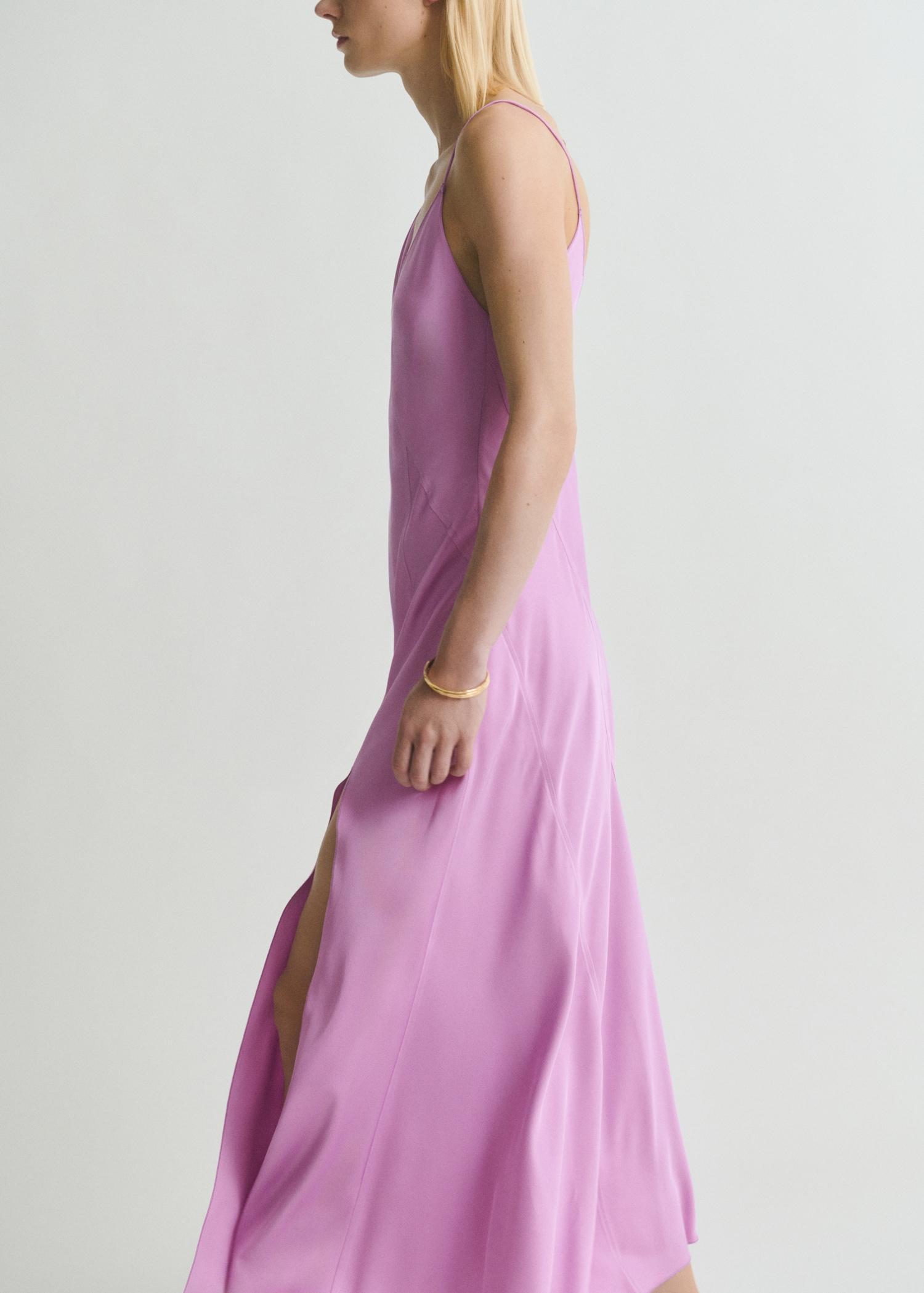Asymmetrical satin dress - Women | MANGO USA Product Image