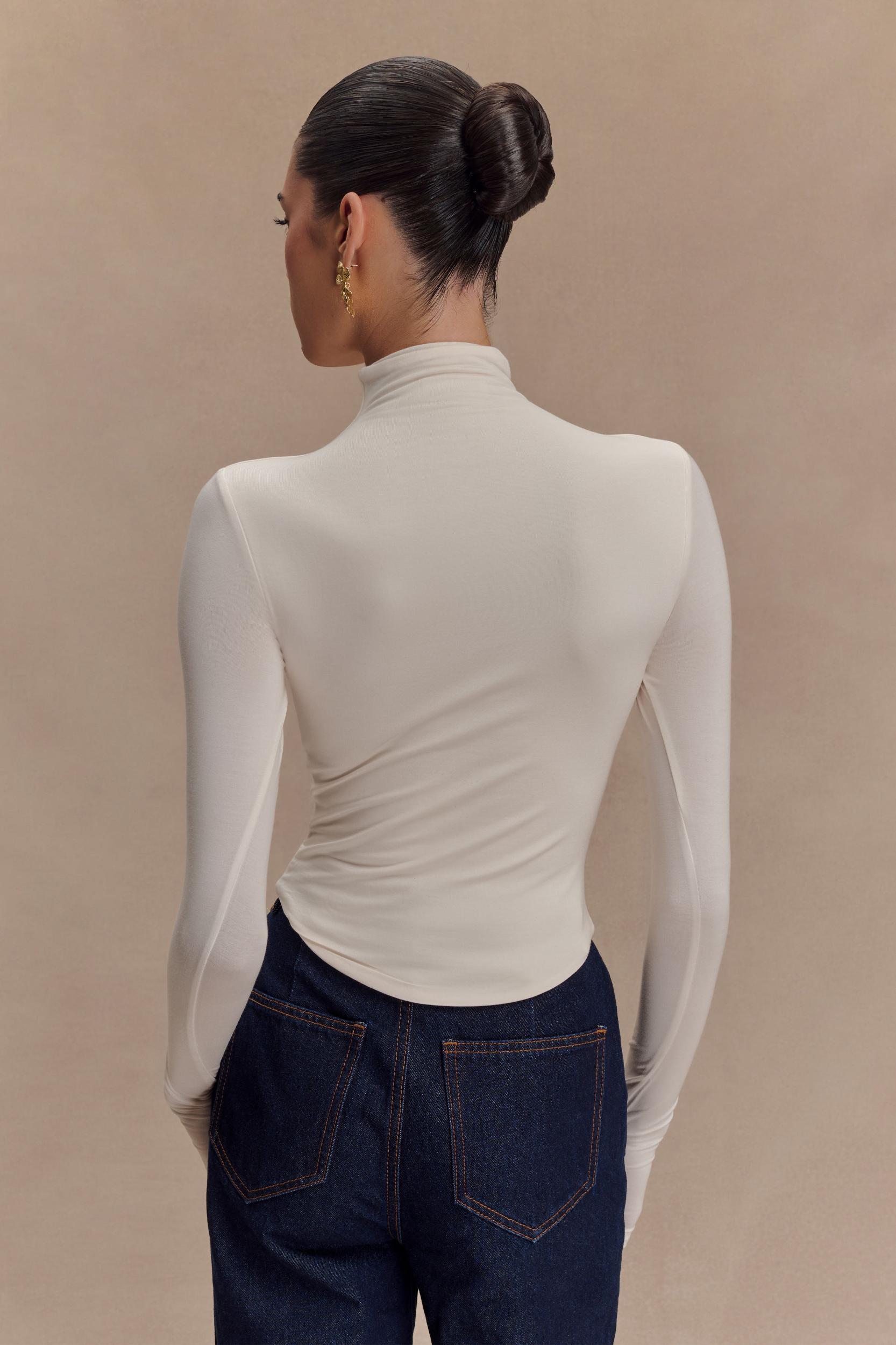 Ember Modal Long Sleeve High Neck Top - Ivory Product Image